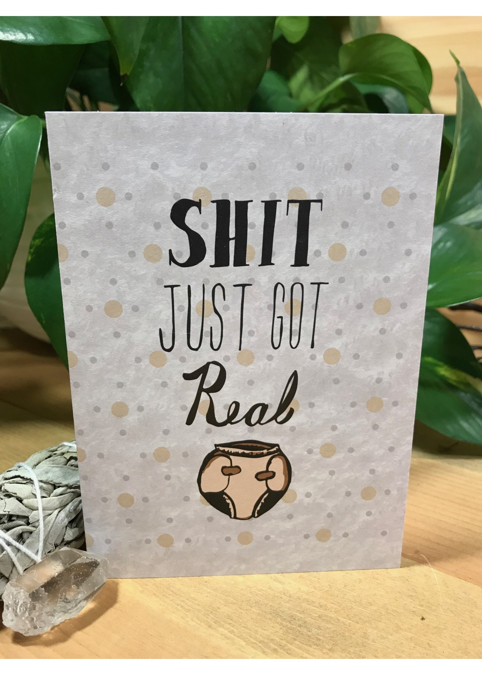 Tangled Up In Hue Greeting Card - Shit Just Got Real - Baby