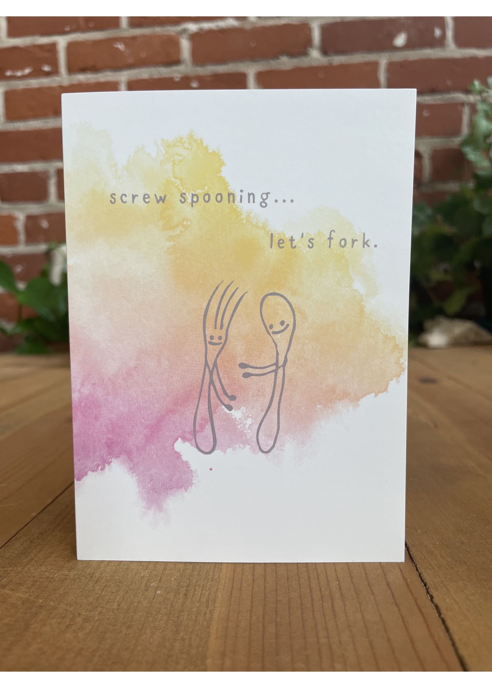Tangled Up In Hue Greeting Card - Screw Spooning, Let's Fork