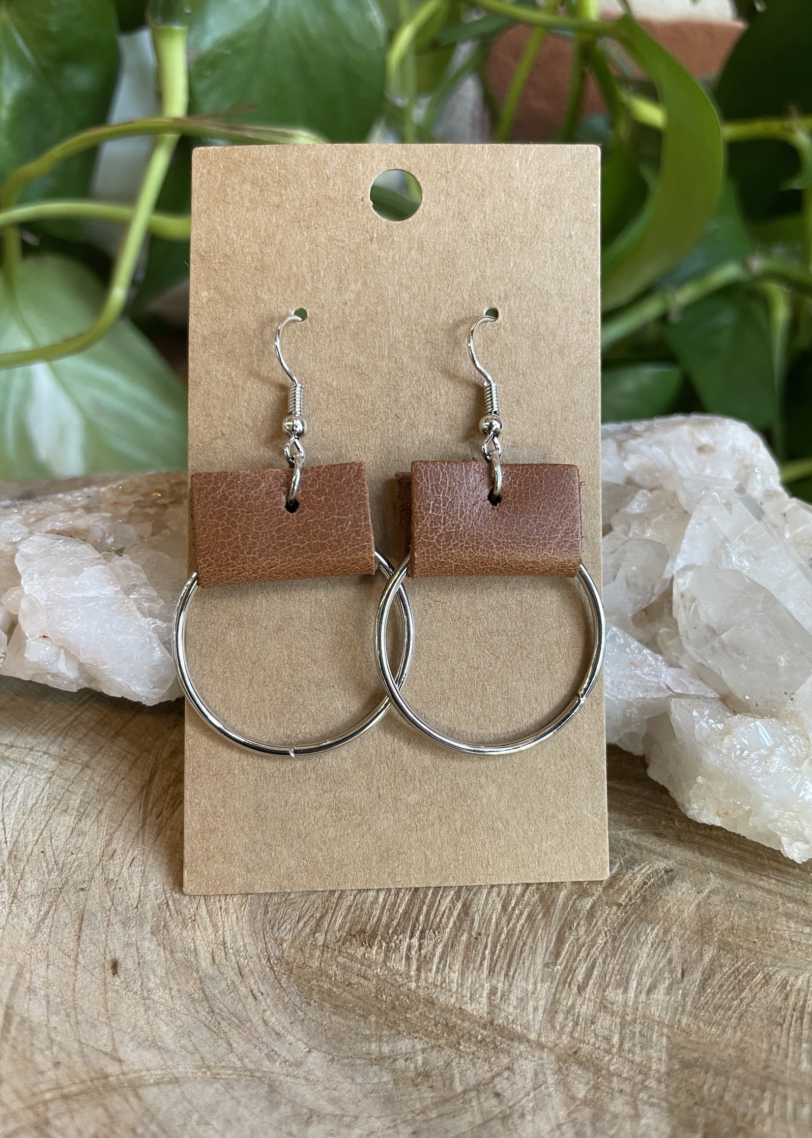 Leather/Circle earrings by Melissa Sue