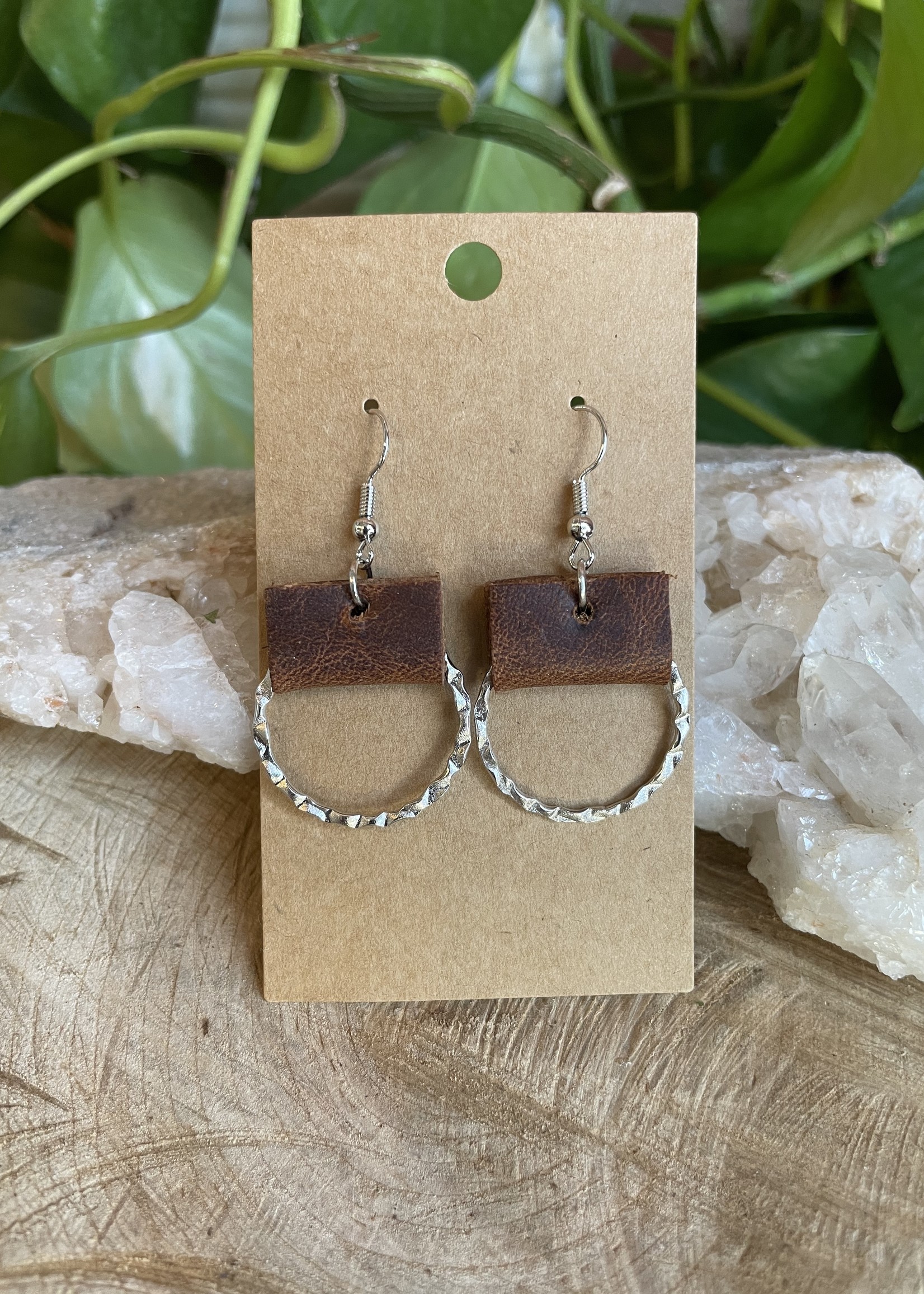 Leather/Circle earrings by Melissa Sue