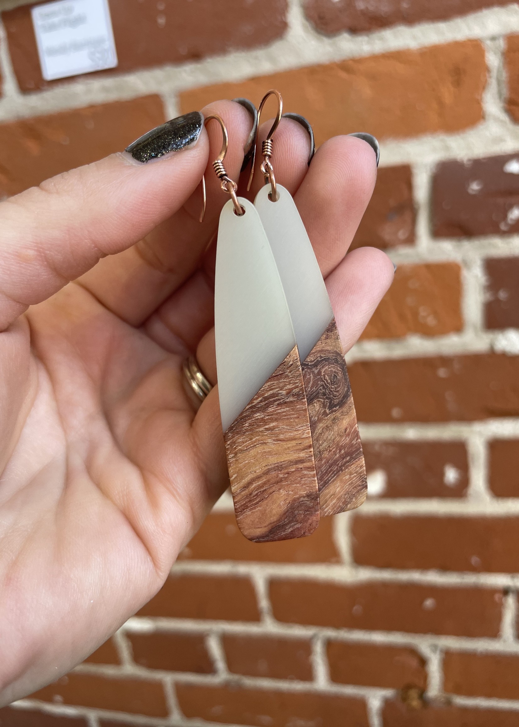 Wood & Resin Large Drop Earrings Tangled Up In Hue