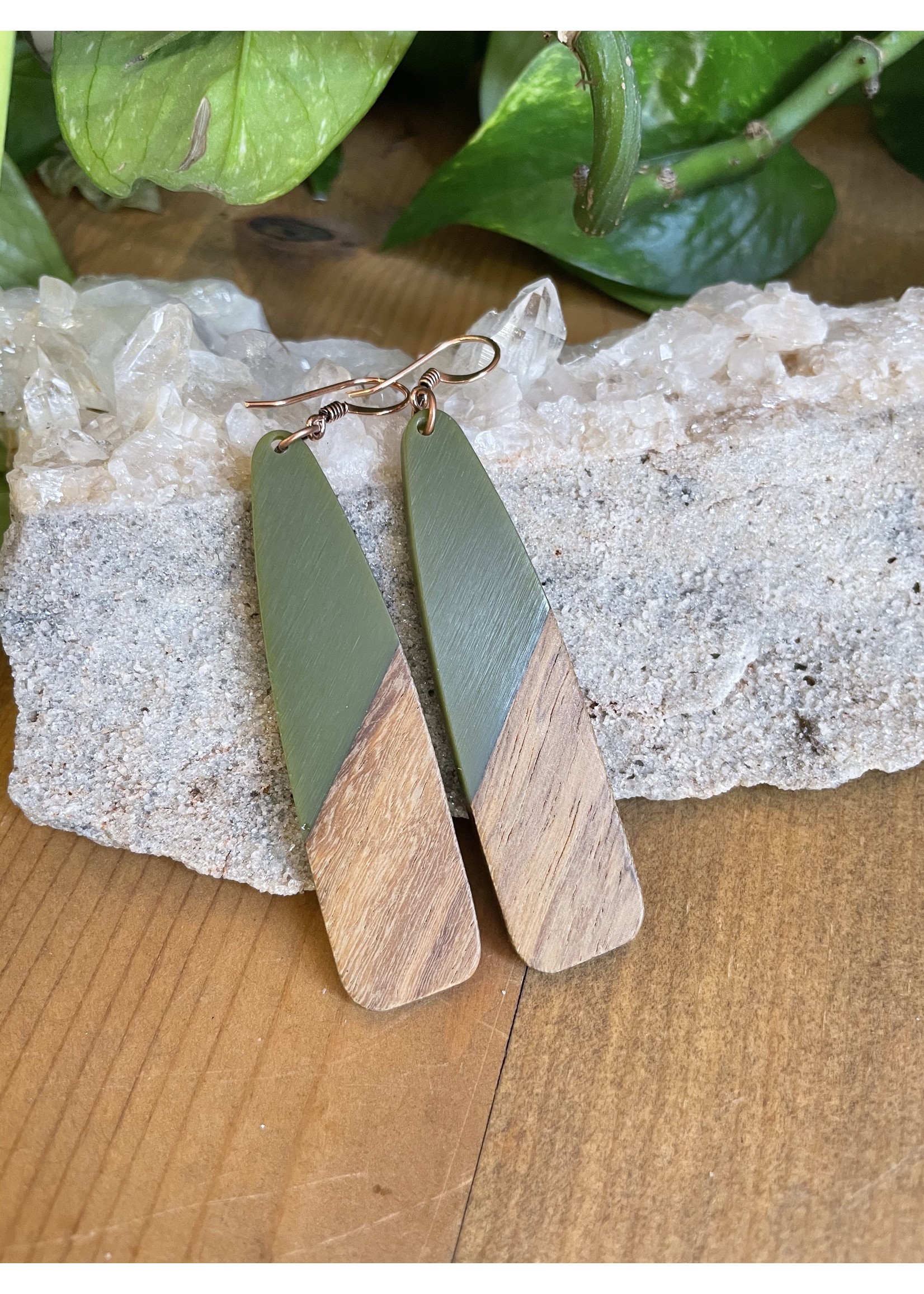 Tangled Up In Hue Wood & Resin Large Drop Earrings