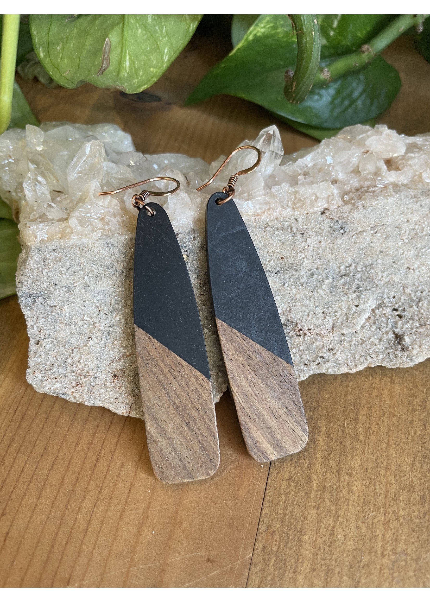 Tangled Up In Hue Wood & Resin Large Drop Earrings