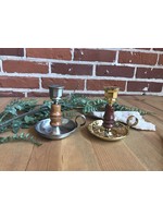 Wood and Metal Tapered Candle Holders