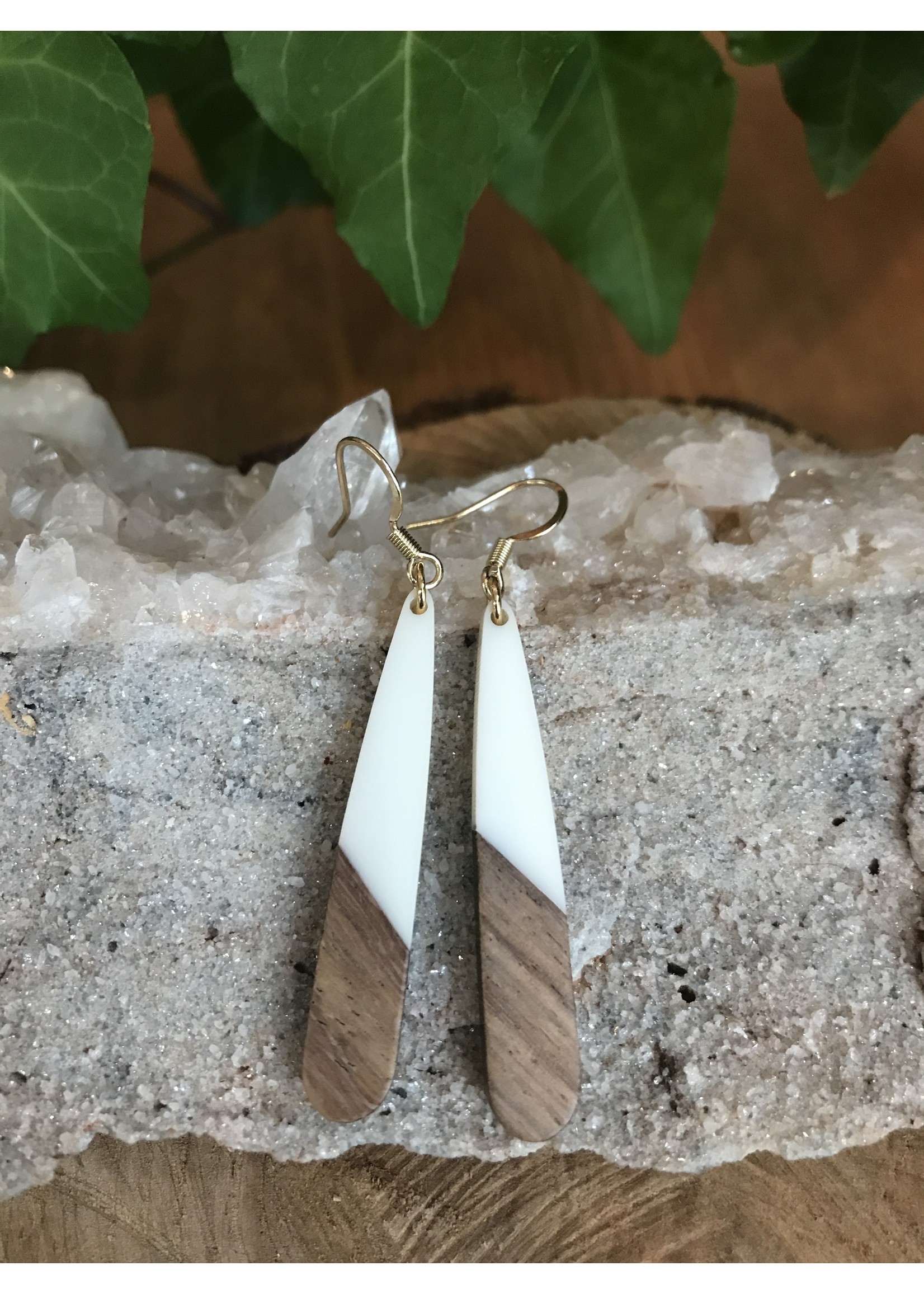 Wood & Resin Long Teardrop Earrings Tangled Up In Hue