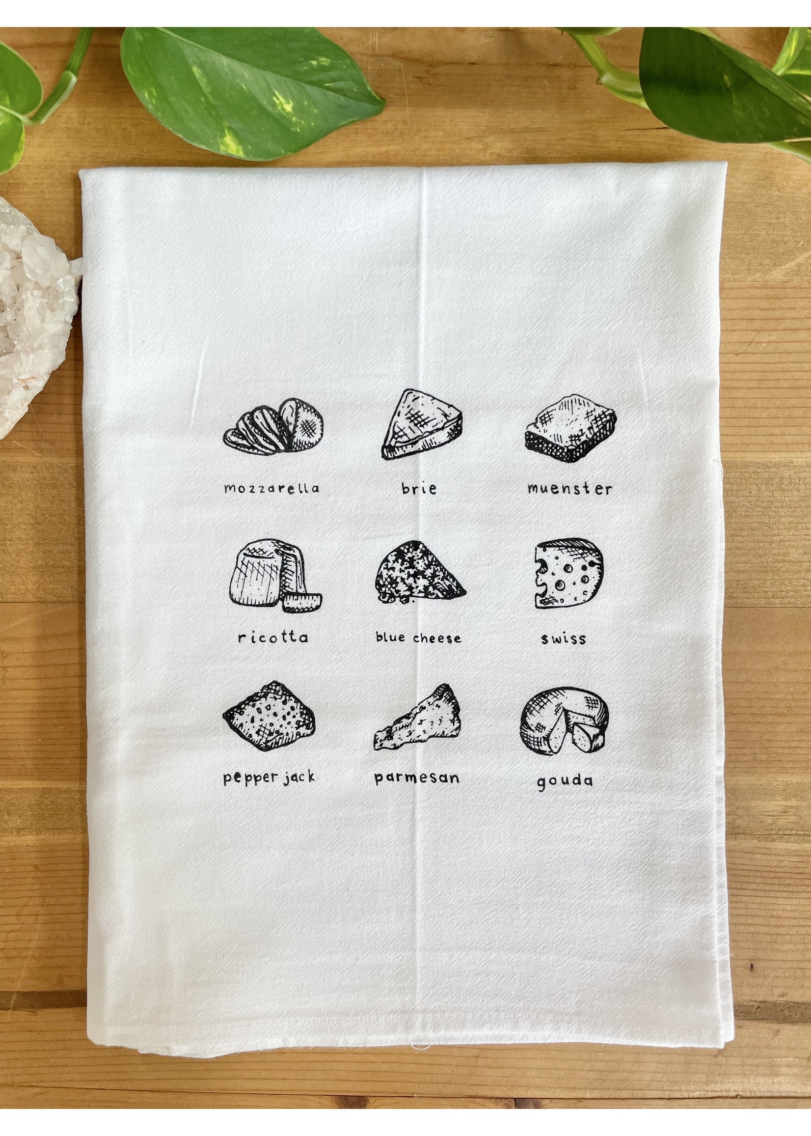 Tangled Up In Hue Screen Printed Dish Towel Cheese Lover