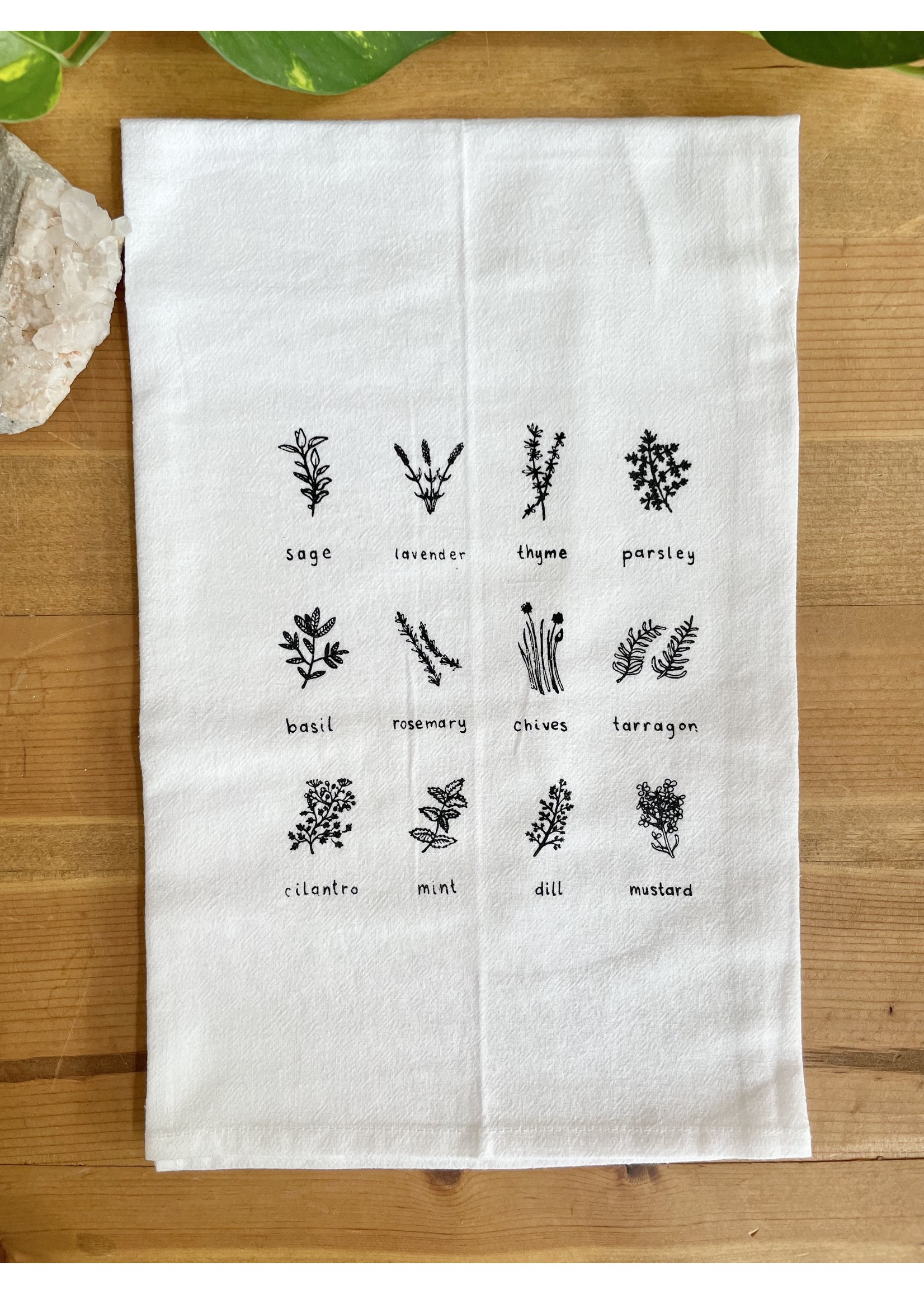 Tangled Up In Hue Screen Printed Dish Towel Herb Lover
