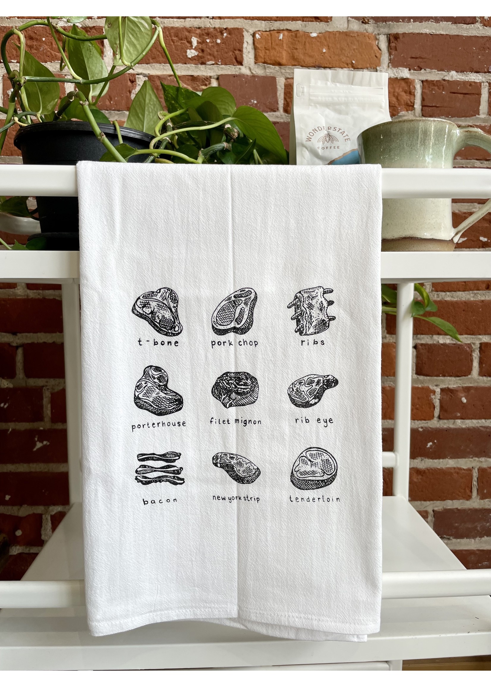 Tangled Up In Hue Screen Printed Dish Towel Meat Lover