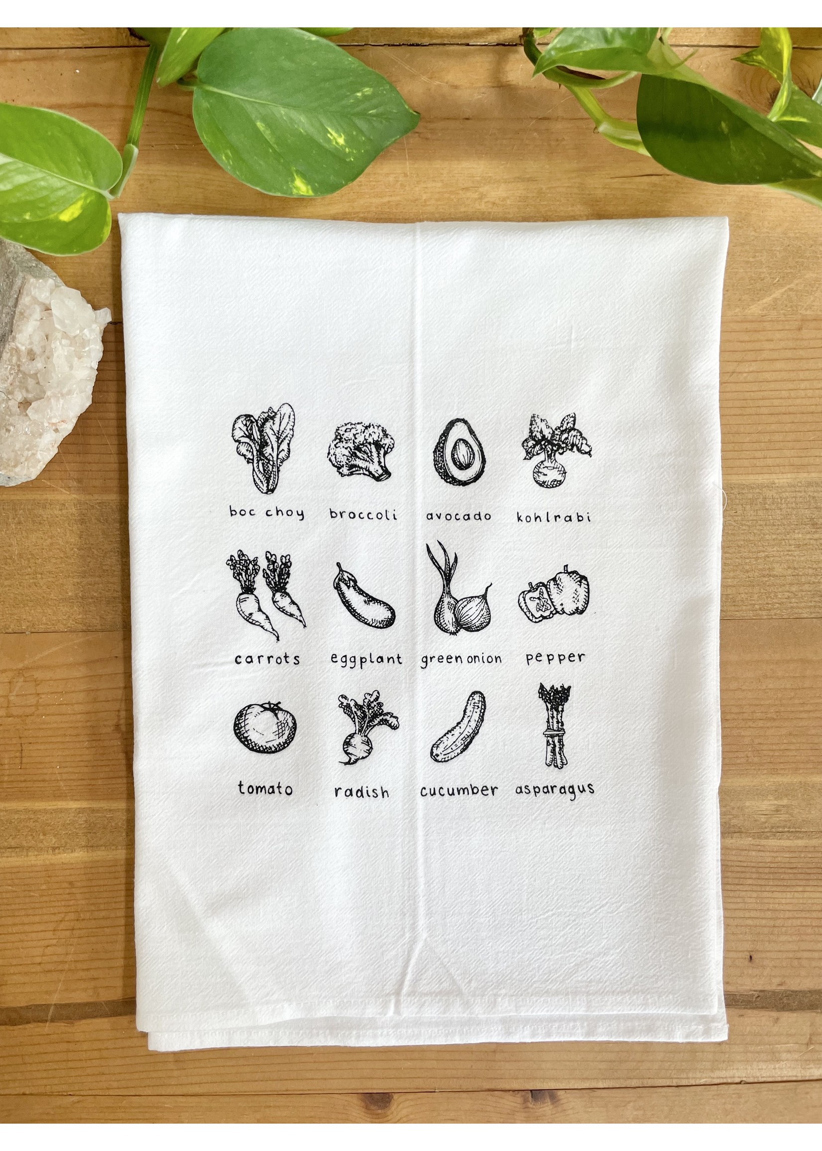 Tangled Up In Hue Screen Printed Dish Towel Veggie Lover