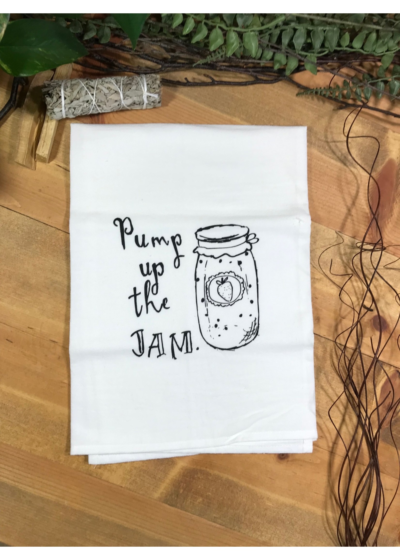 Screen Printed Dish Towel Pump Up the Jam