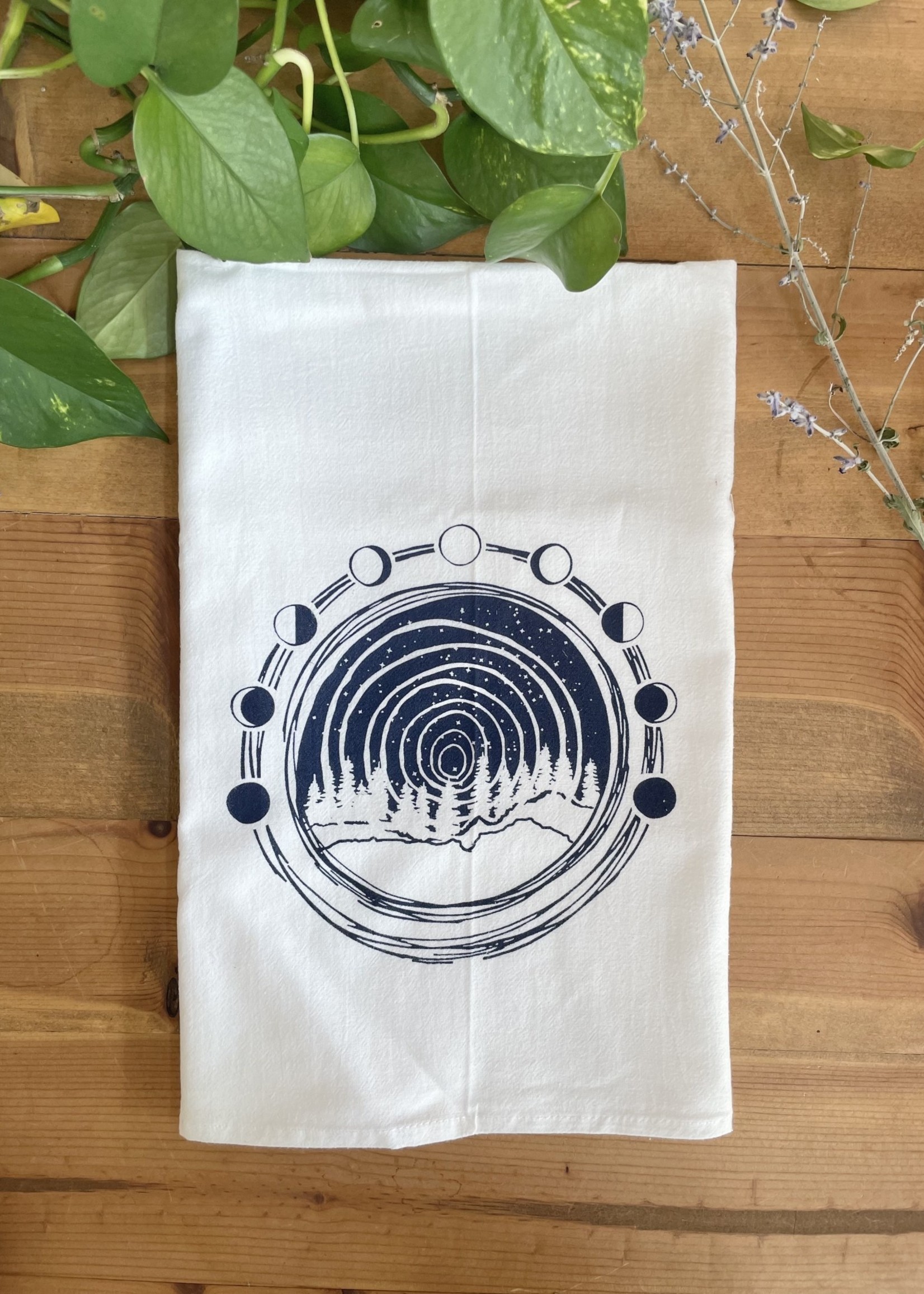 Screen Printed Dish Towel -  Moon Over Midwest