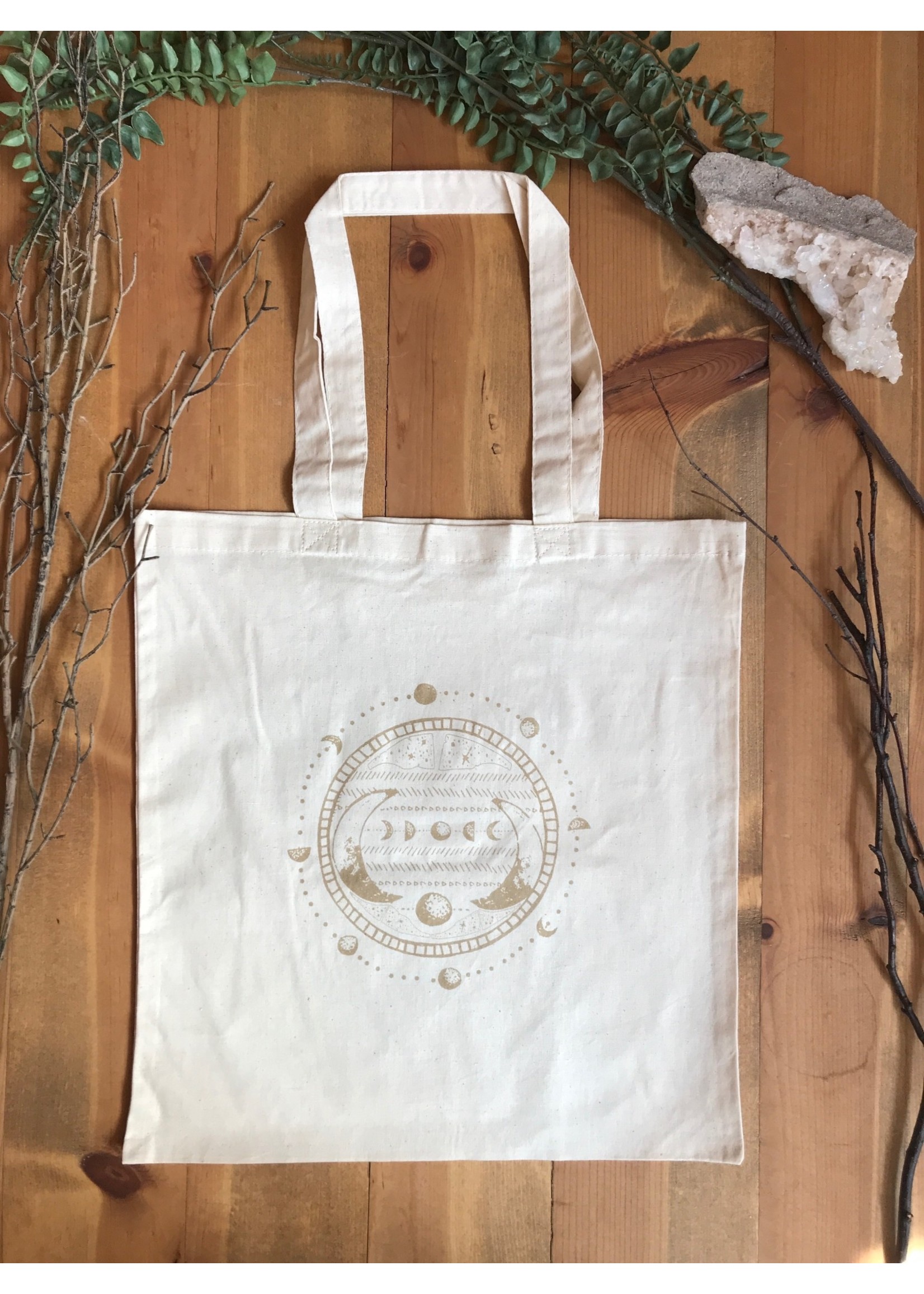 Tangled Up In Hue Tote Bag - Moon Phase on Cream