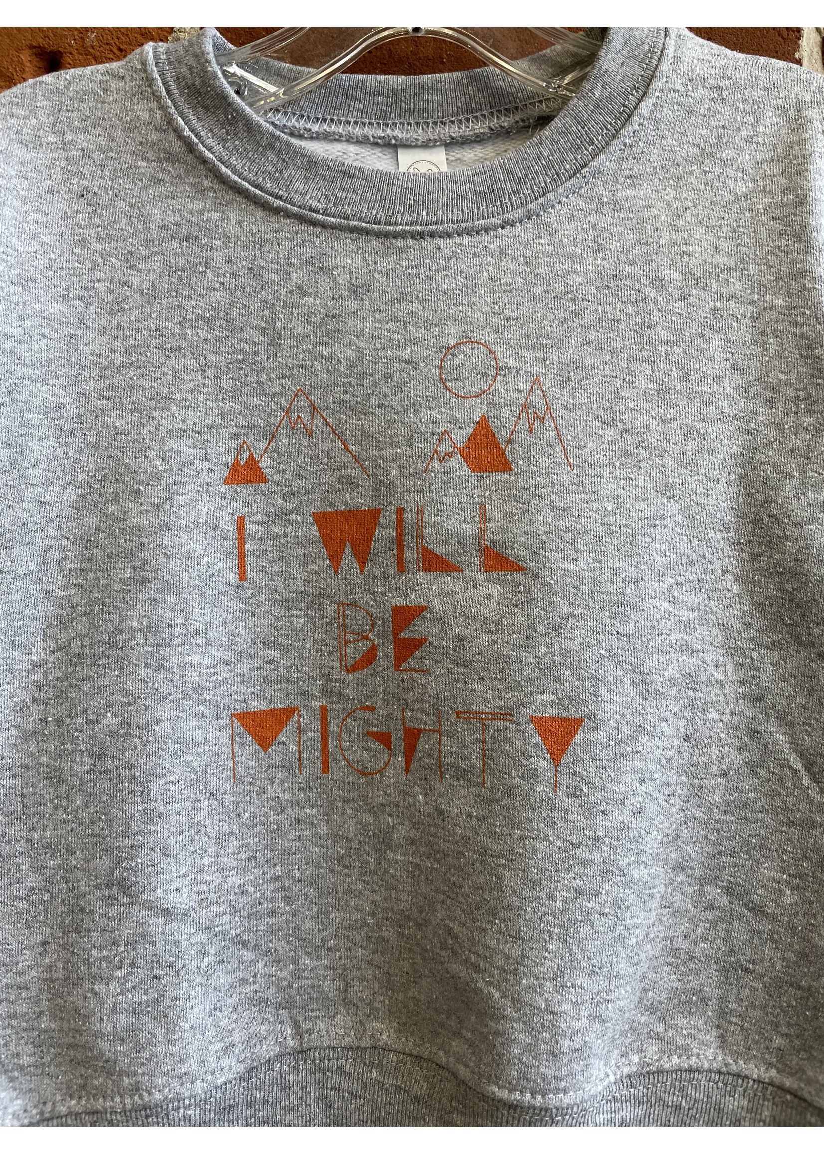 Tangled Up In Hue SALE: Gray I Will Be Mighty Youth Crew Neck Sweatshirt