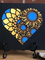 BumbleBee Arts Layered Paper Art: Sunflower - Love for Ukraine; Matte
