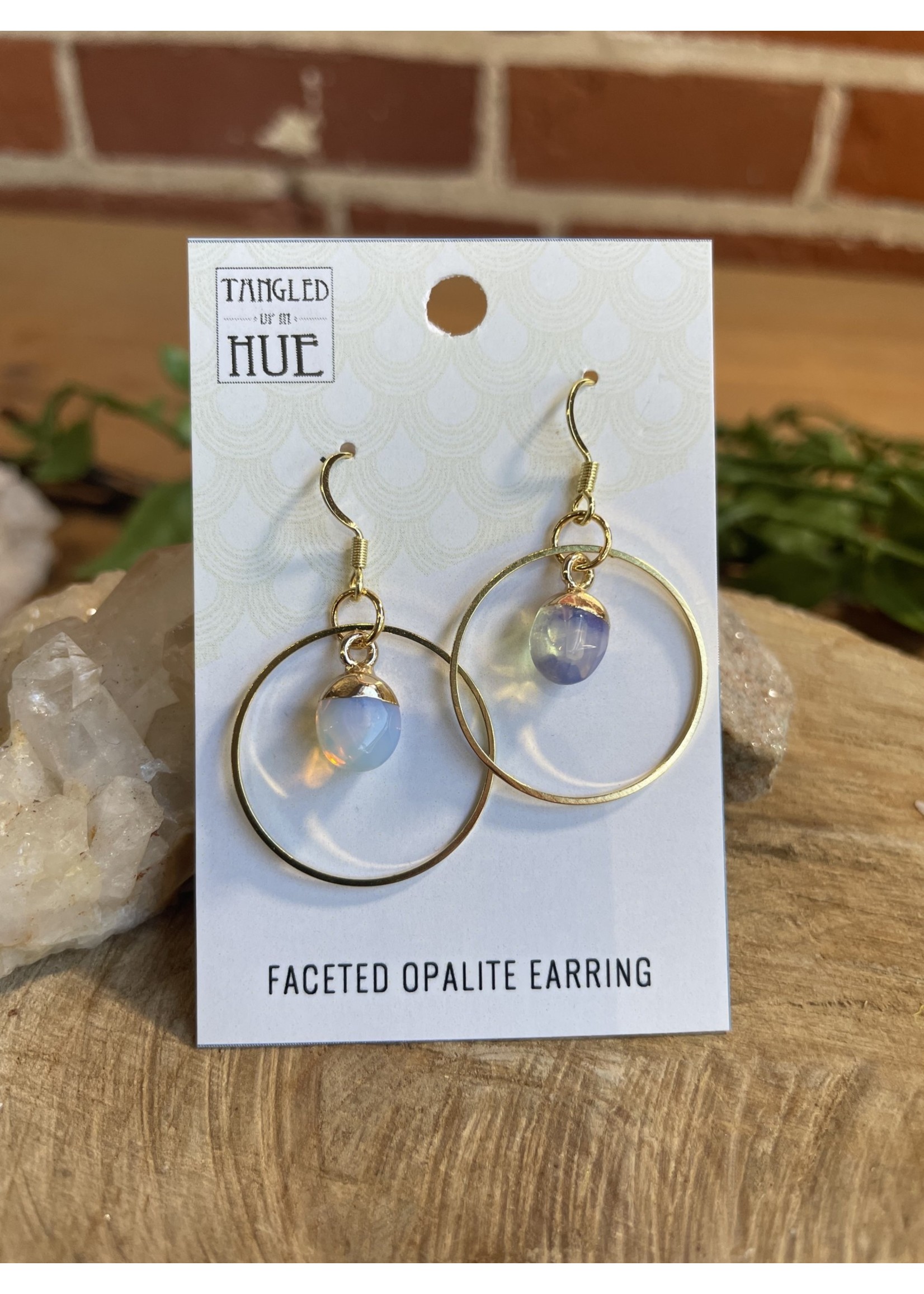Tangled Up In Hue Small Faceted Stone Gold Cap Earrings