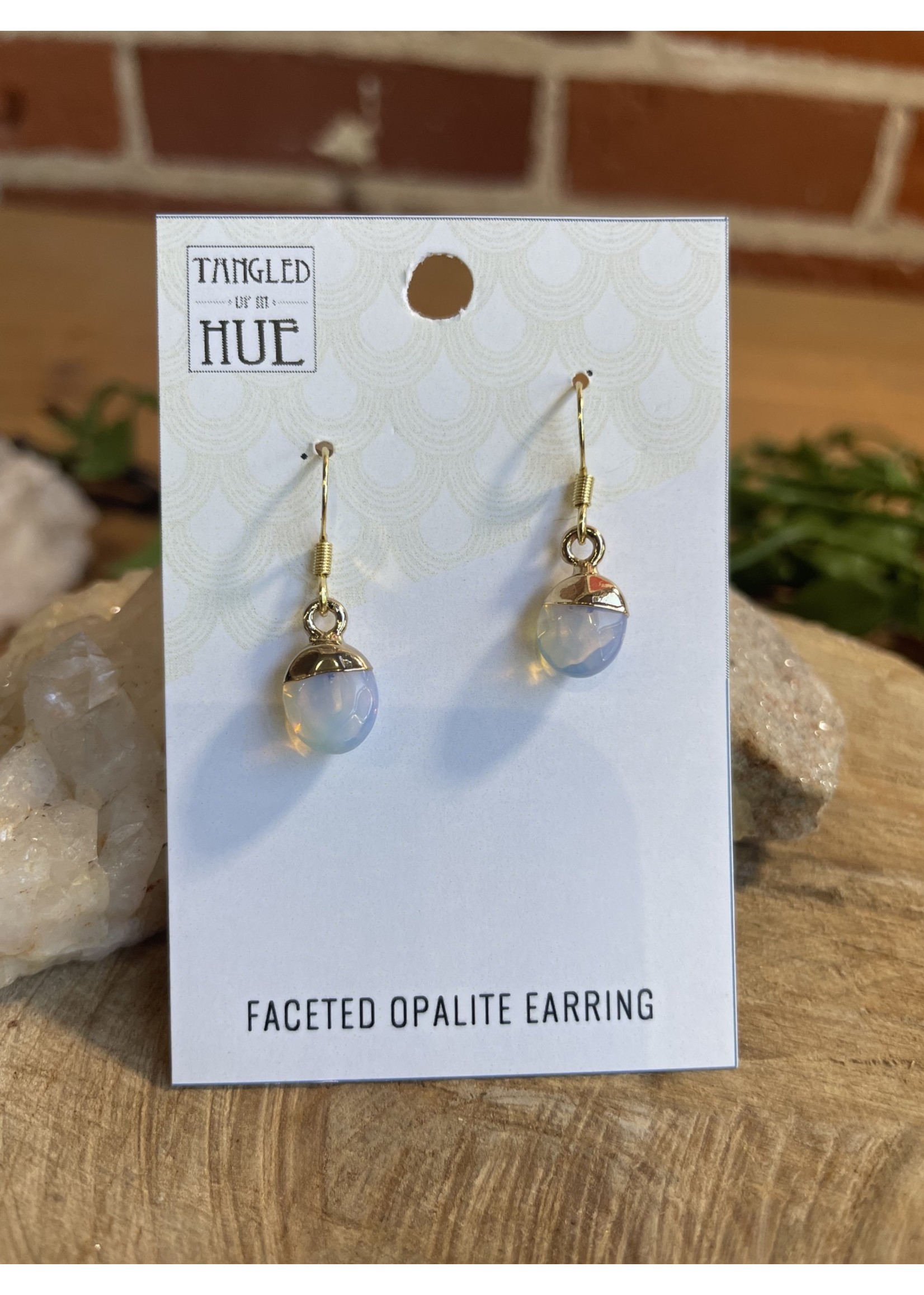 Tangled Up In Hue Small Faceted Stone Gold Cap Earrings