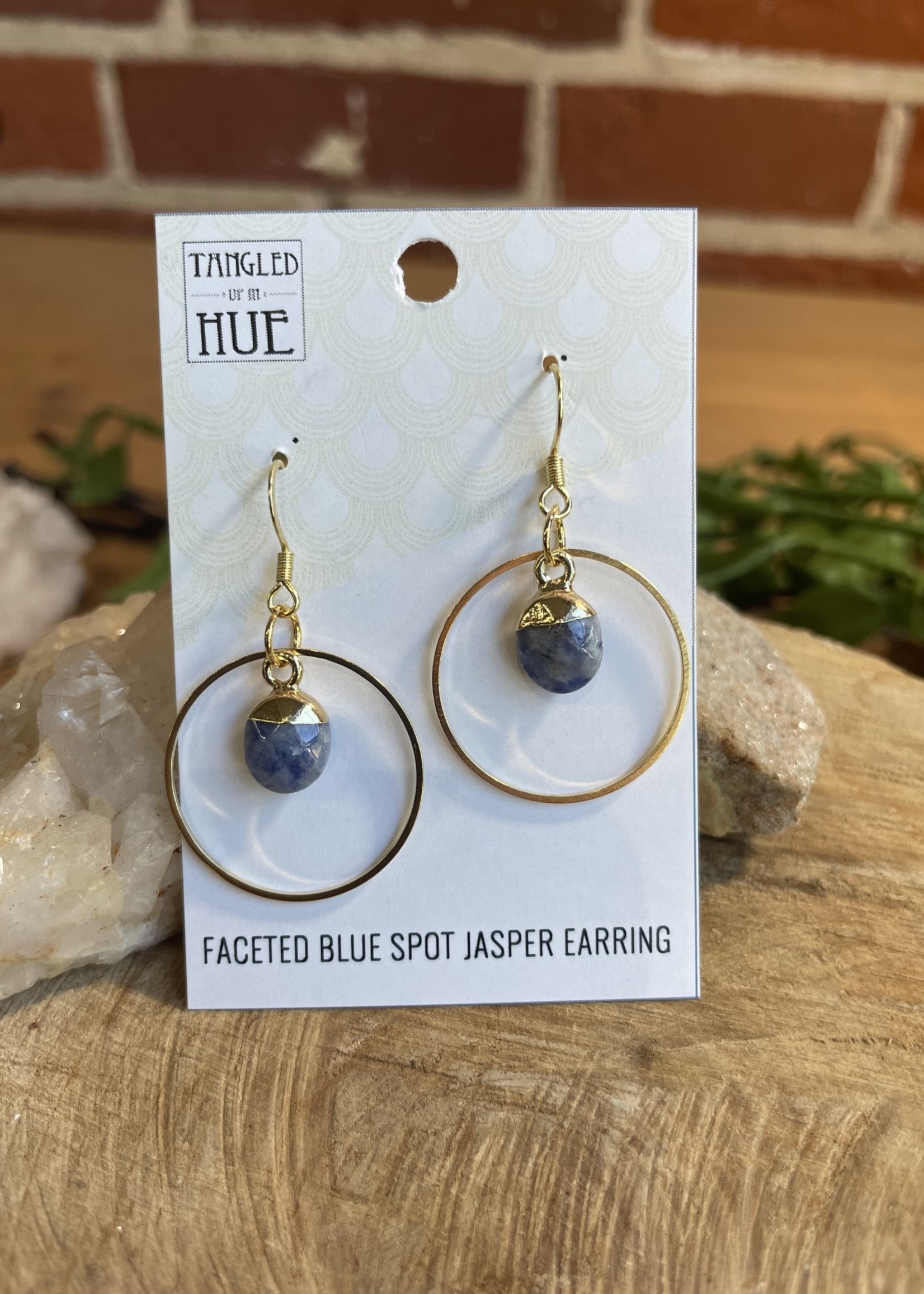 Small Faceted Stone Gold Cap Earrings