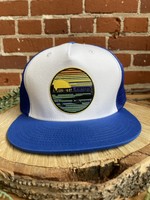Tangled Up In Hue Hat - Flat Bill Paddle: White w/Blue