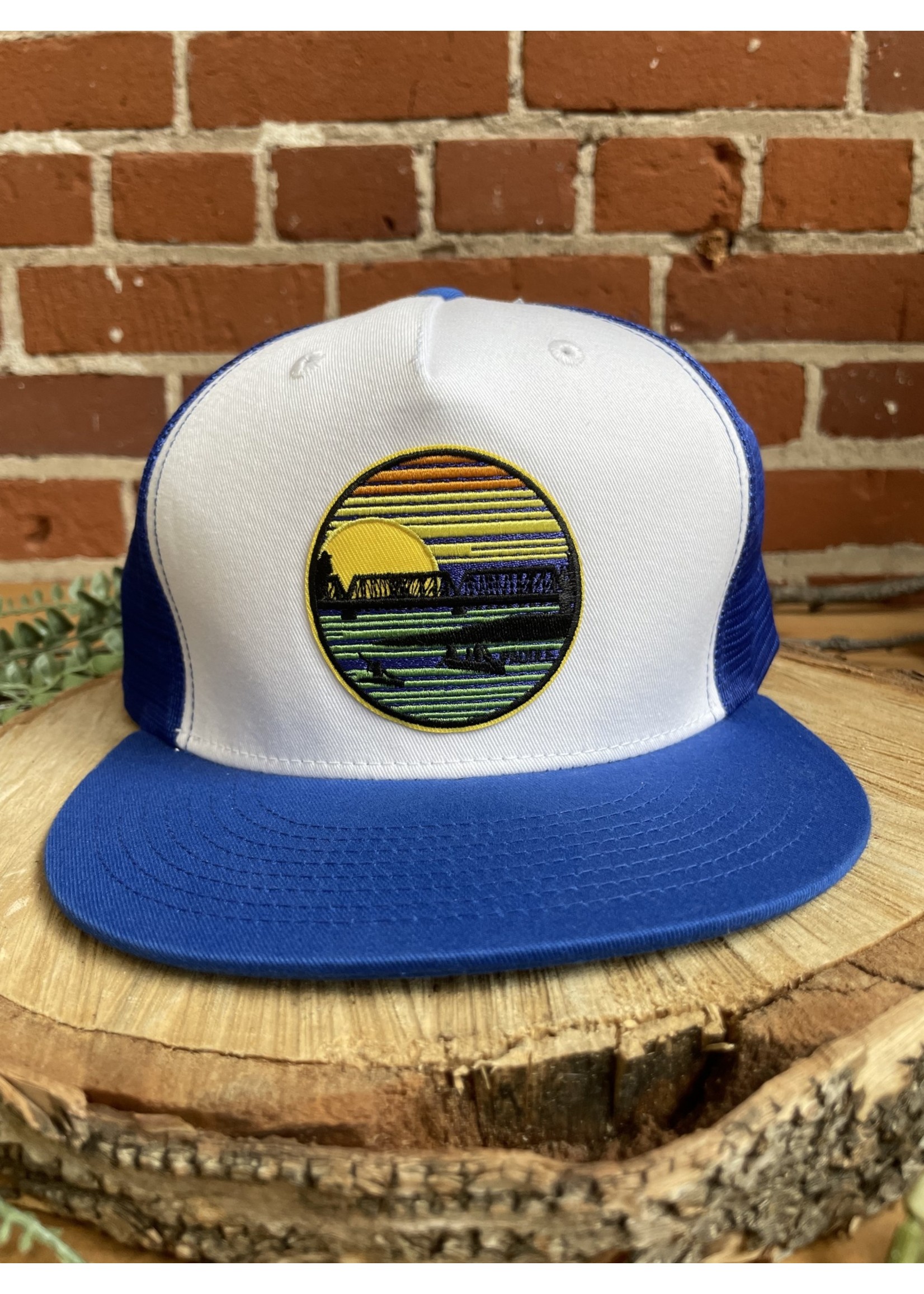Tangled Up In Hue Hat - Flat Bill Paddle: White w/Blue
