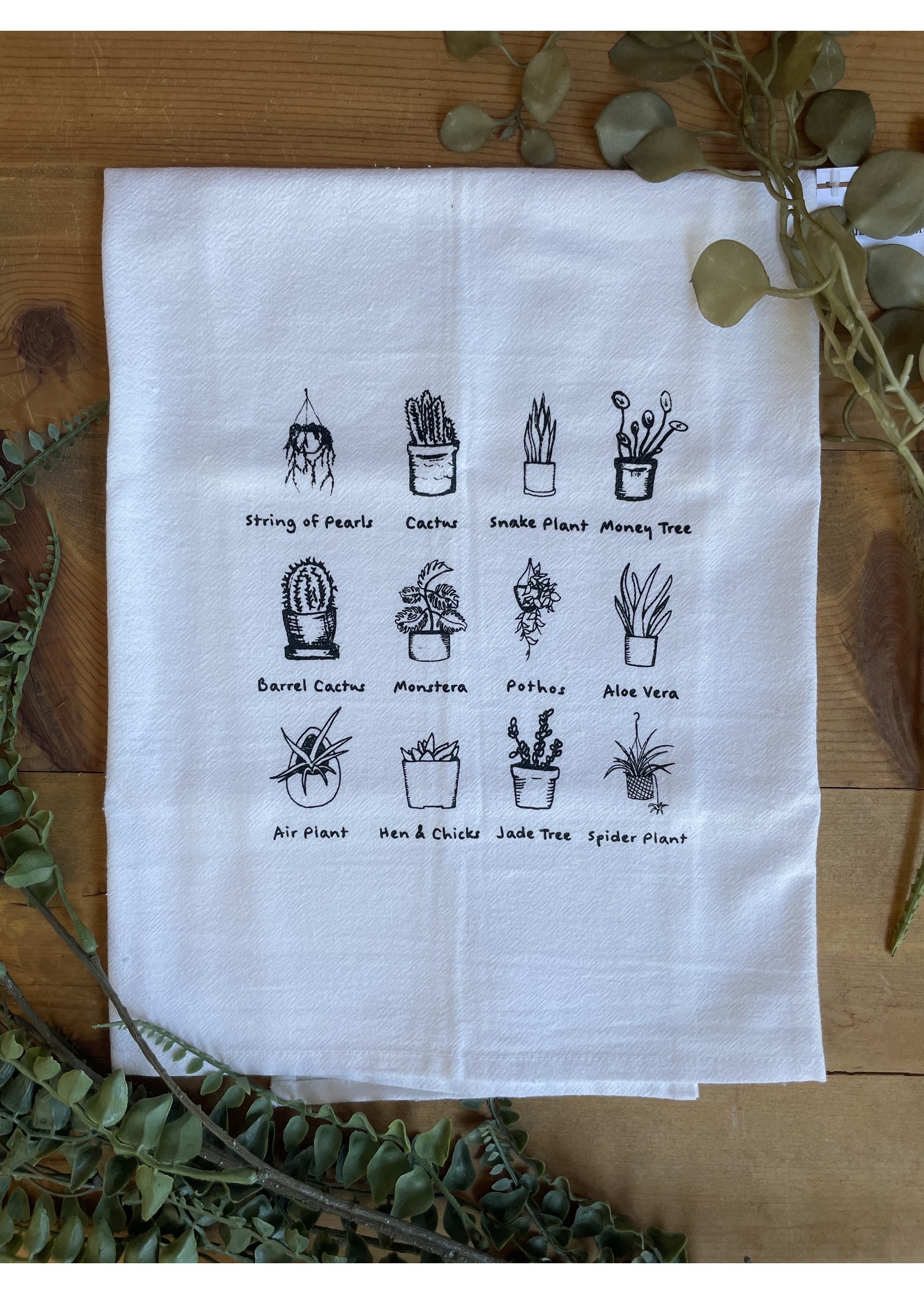 Tangled Up In Hue Screen Printed Dish Towel - Houseplant Lover