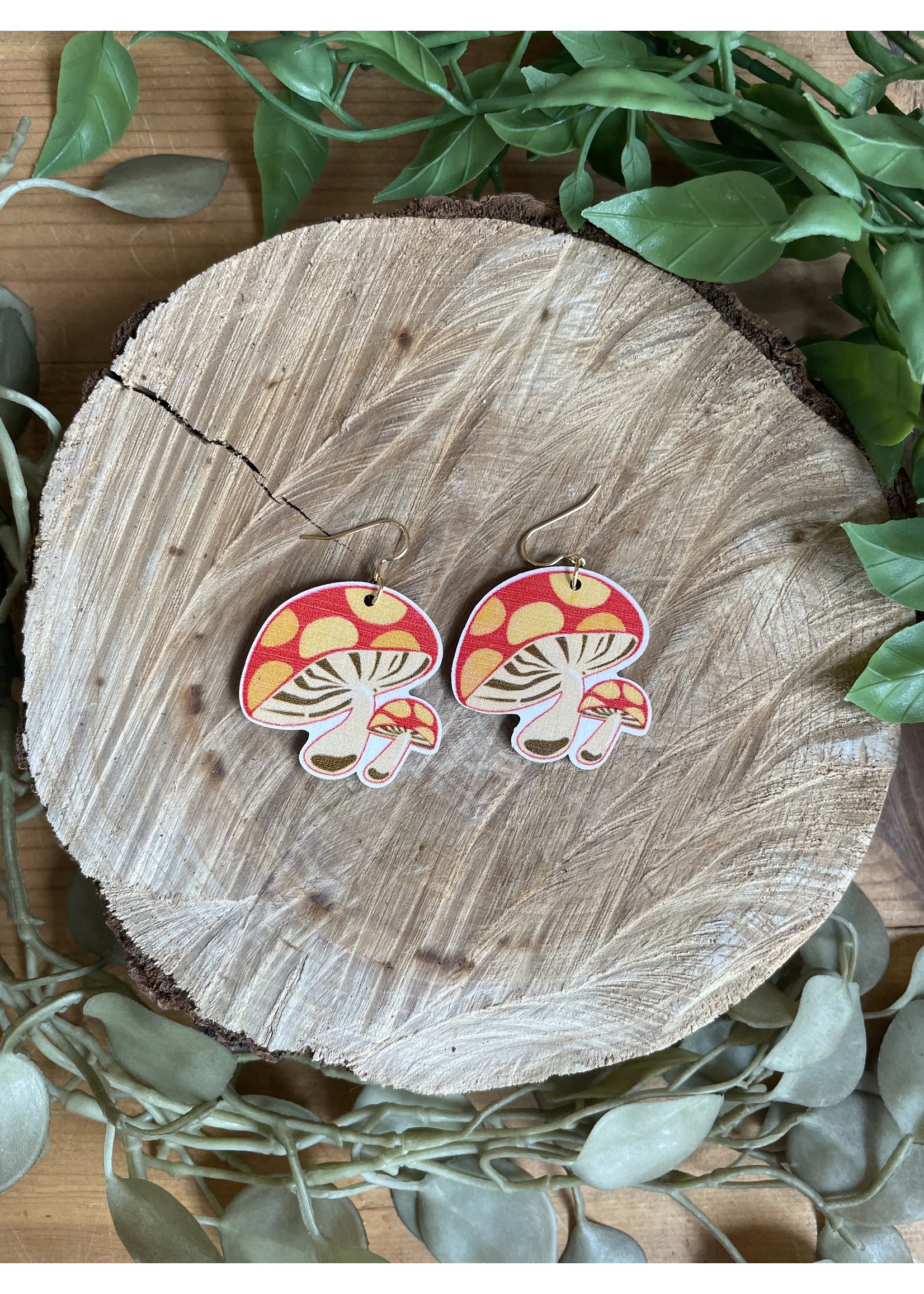 Mushroom Wood Earrings