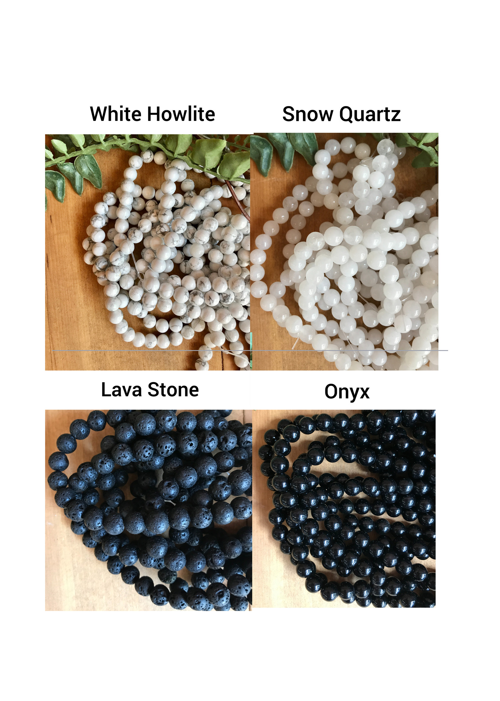 Howlite and onyx mala necklace, crystal mala bead necklace, hand made Japa  mala