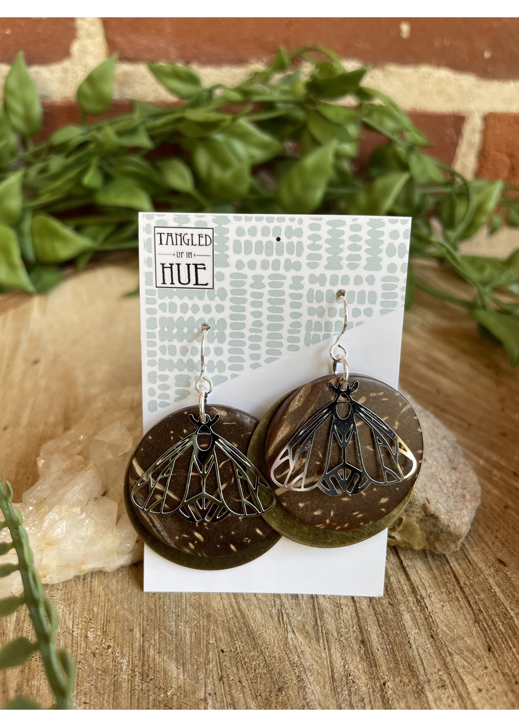 Moth / Coconut Earrings