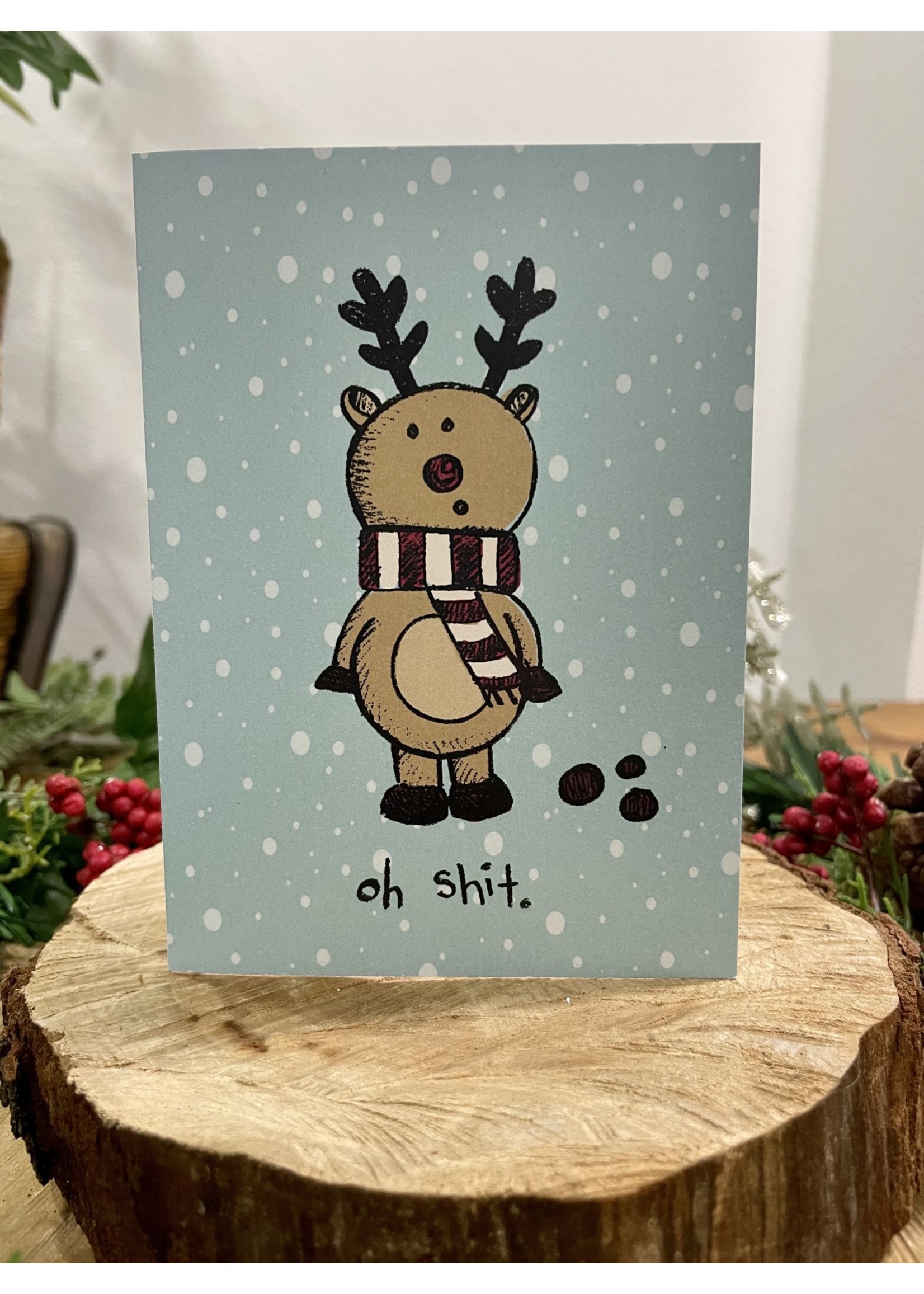 Tangled Up In Hue Greeting Card - Oh Shit - Reindeer