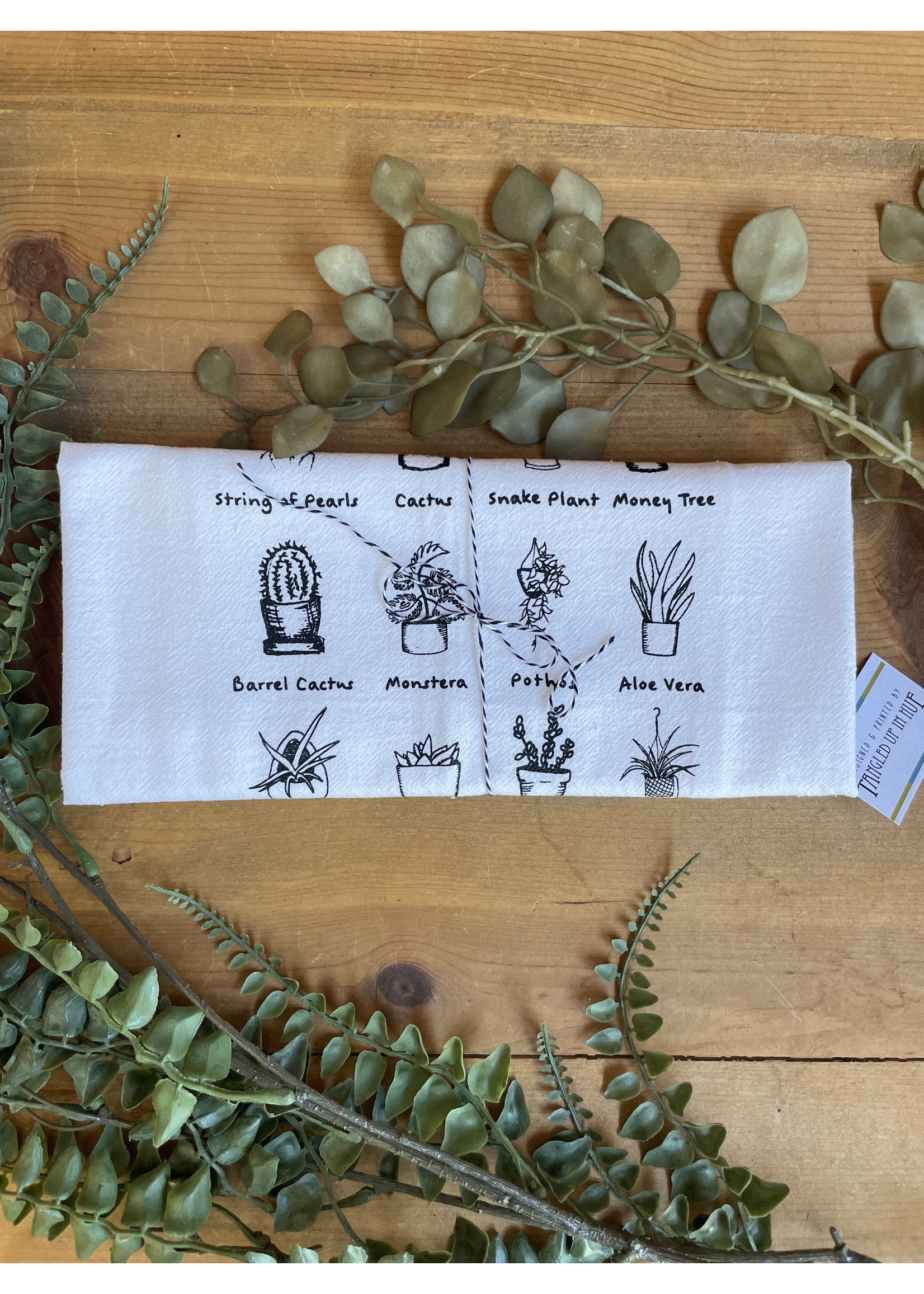 Tangled Up In Hue Wholesale Screen Printed Dish Towel - Houseplant Lover