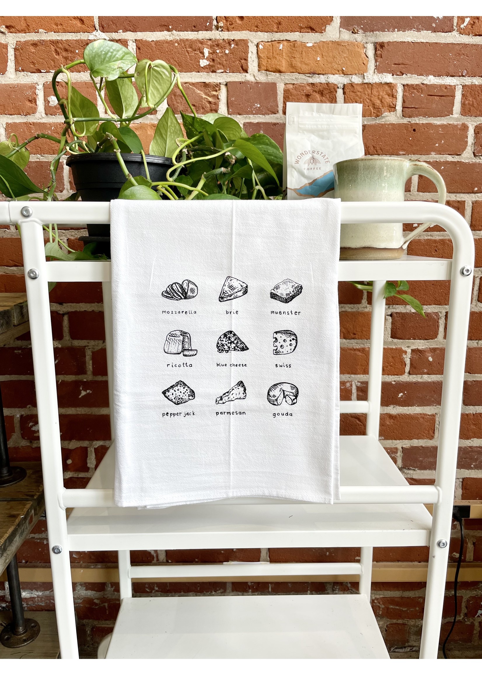 Tangled Up In Hue Wholesale Screen Printed Dish Towel Cheese Lover