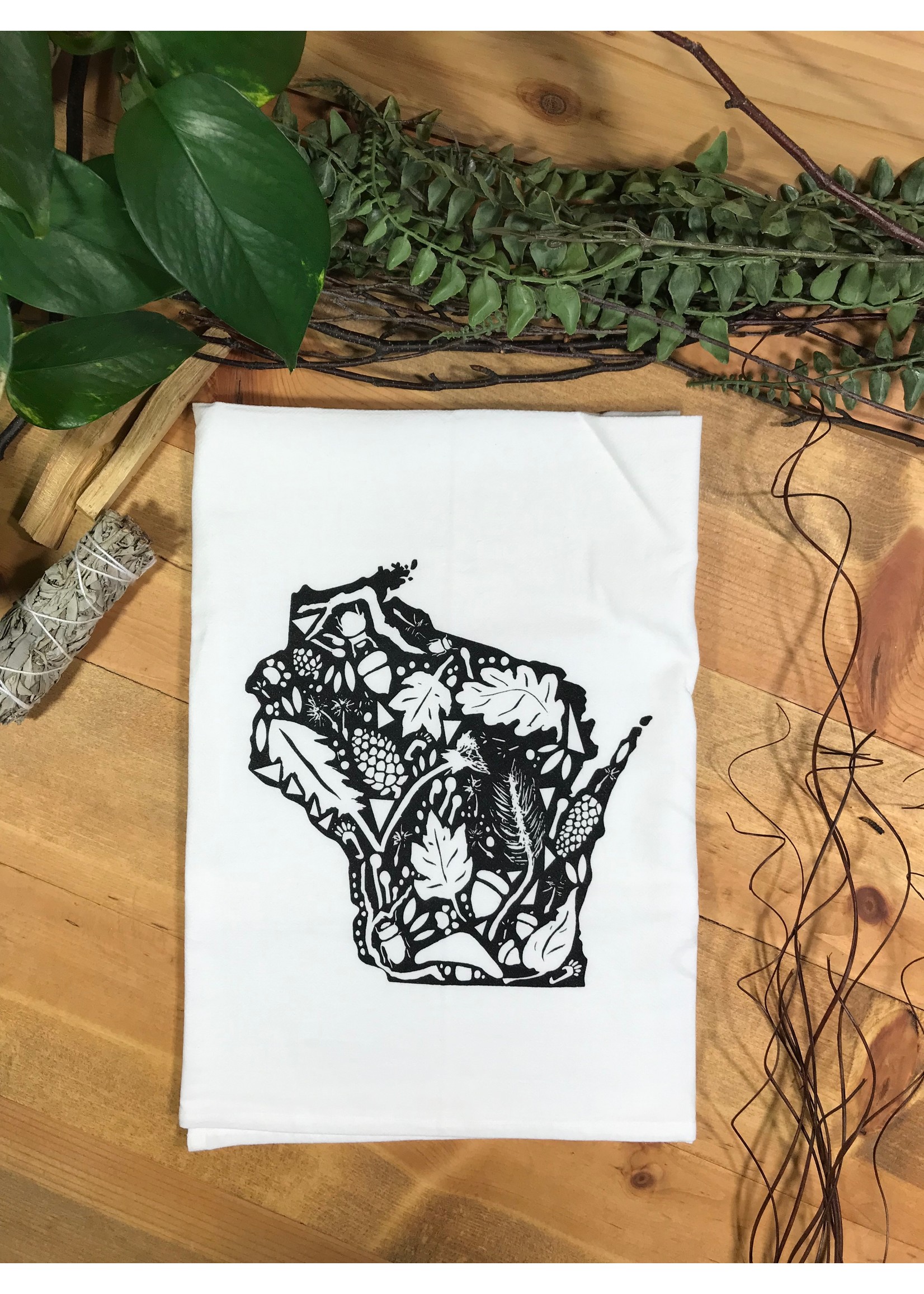 Tangled Up In Hue Wholesale Screen Printed Dish Towel Wisconsin Nature