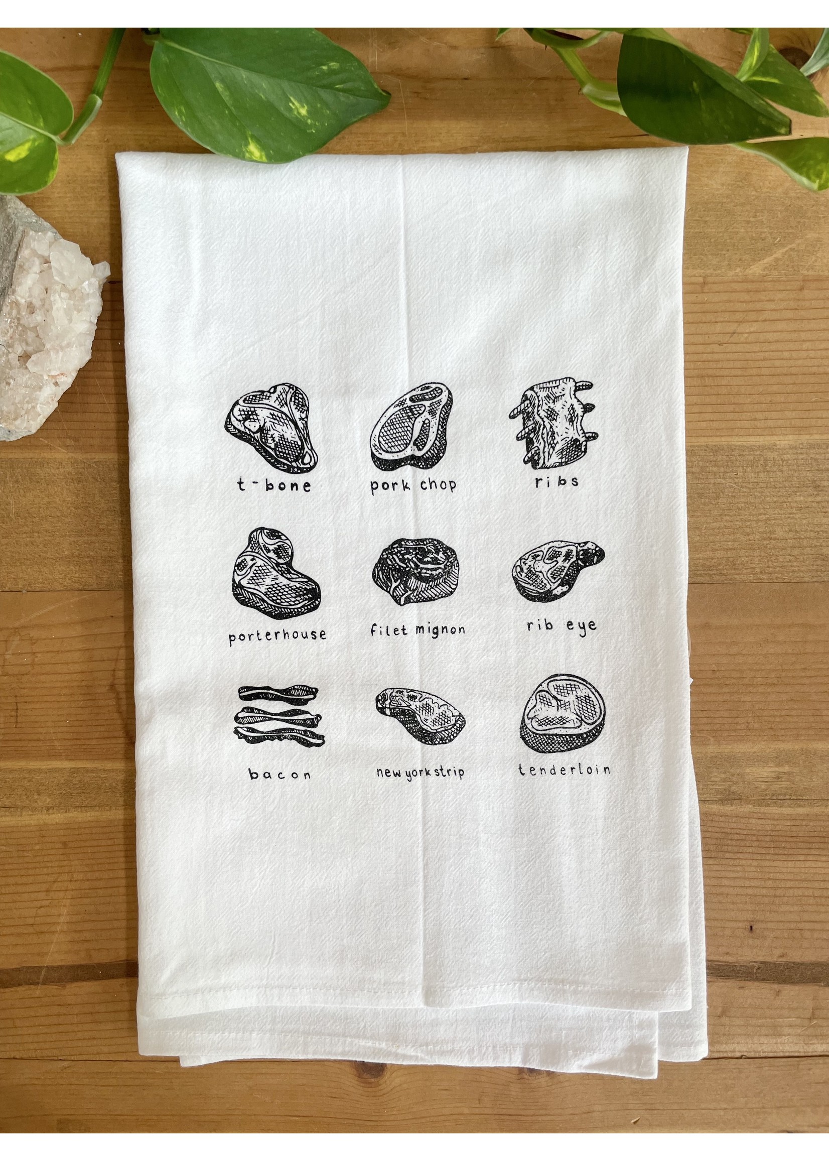 Tangled Up In Hue Wholesale Screen Printed Dish Towel Meat Lover