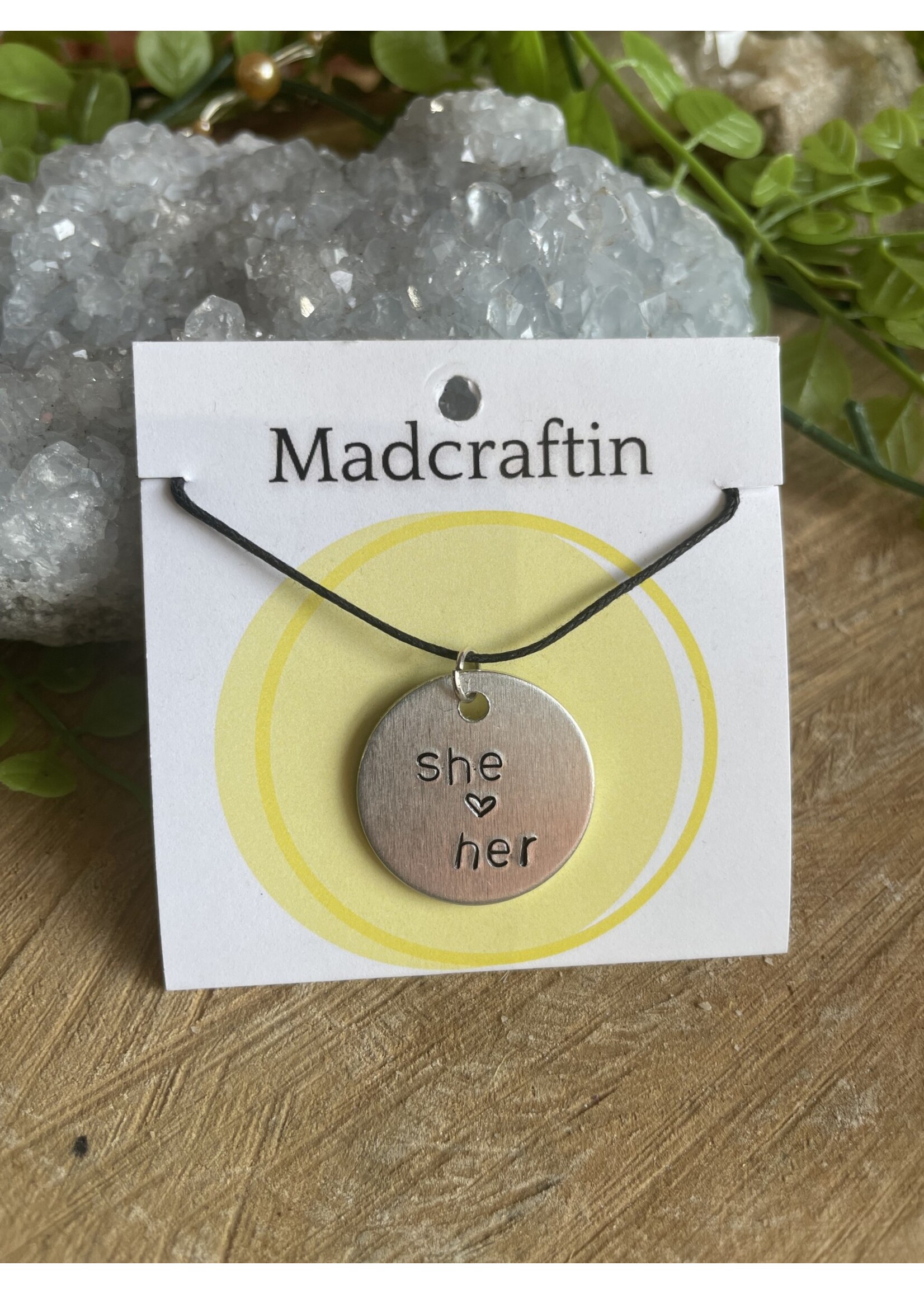 Madcraftin Stamped Pronoun Necklace
