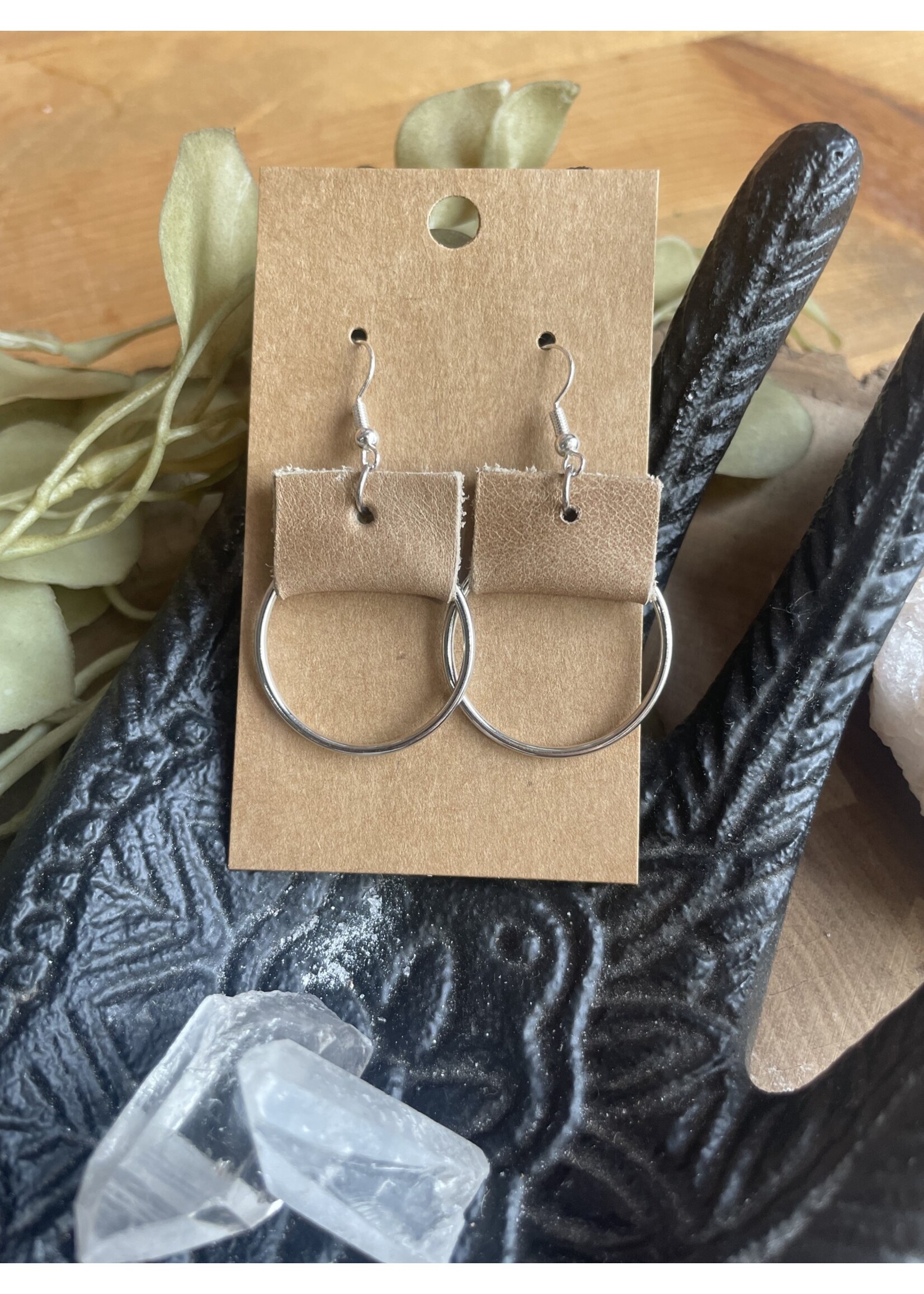 Melissa Sue Leather/Circle Earrings