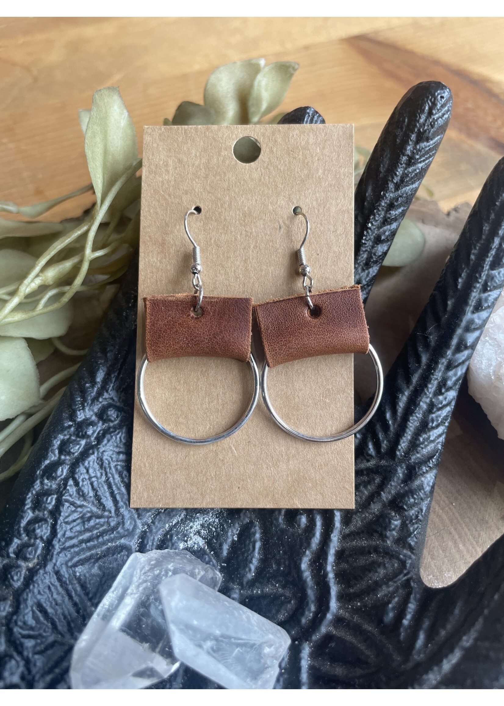 Melissa Sue Leather/Circle Earrings