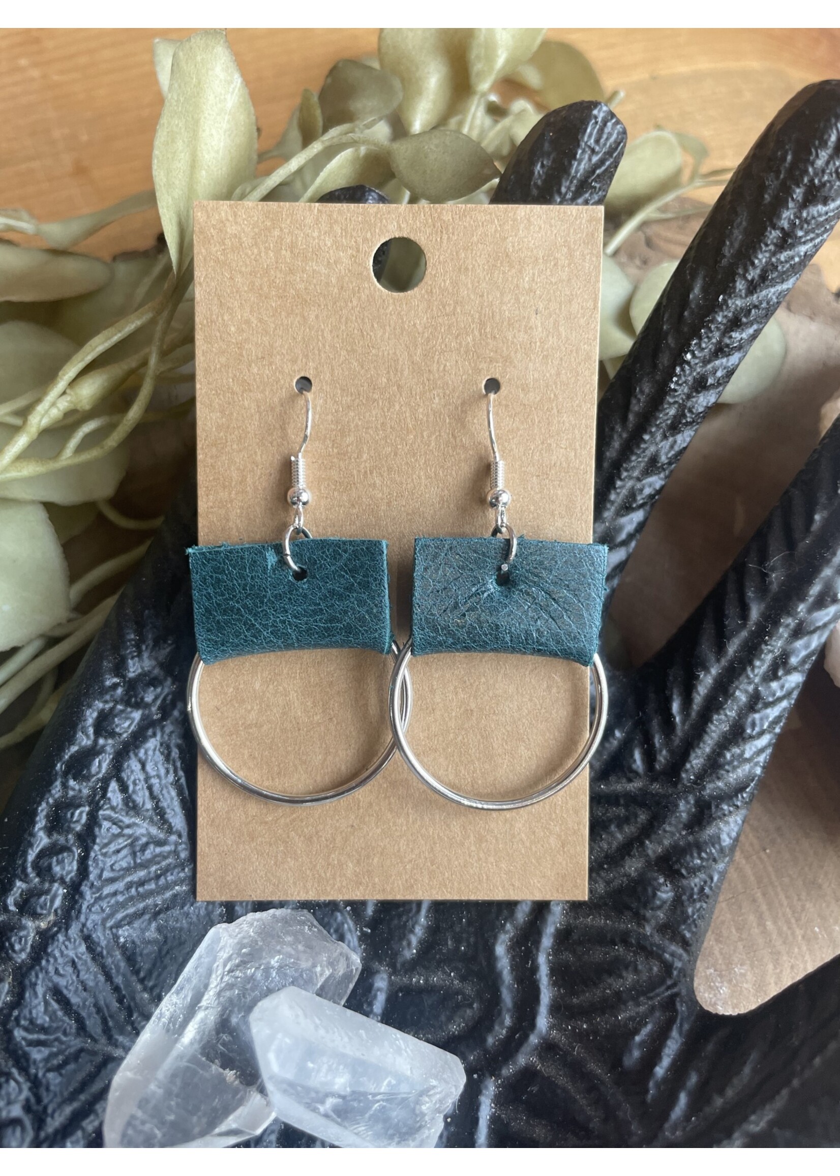 Melissa Sue Leather/Circle Earrings