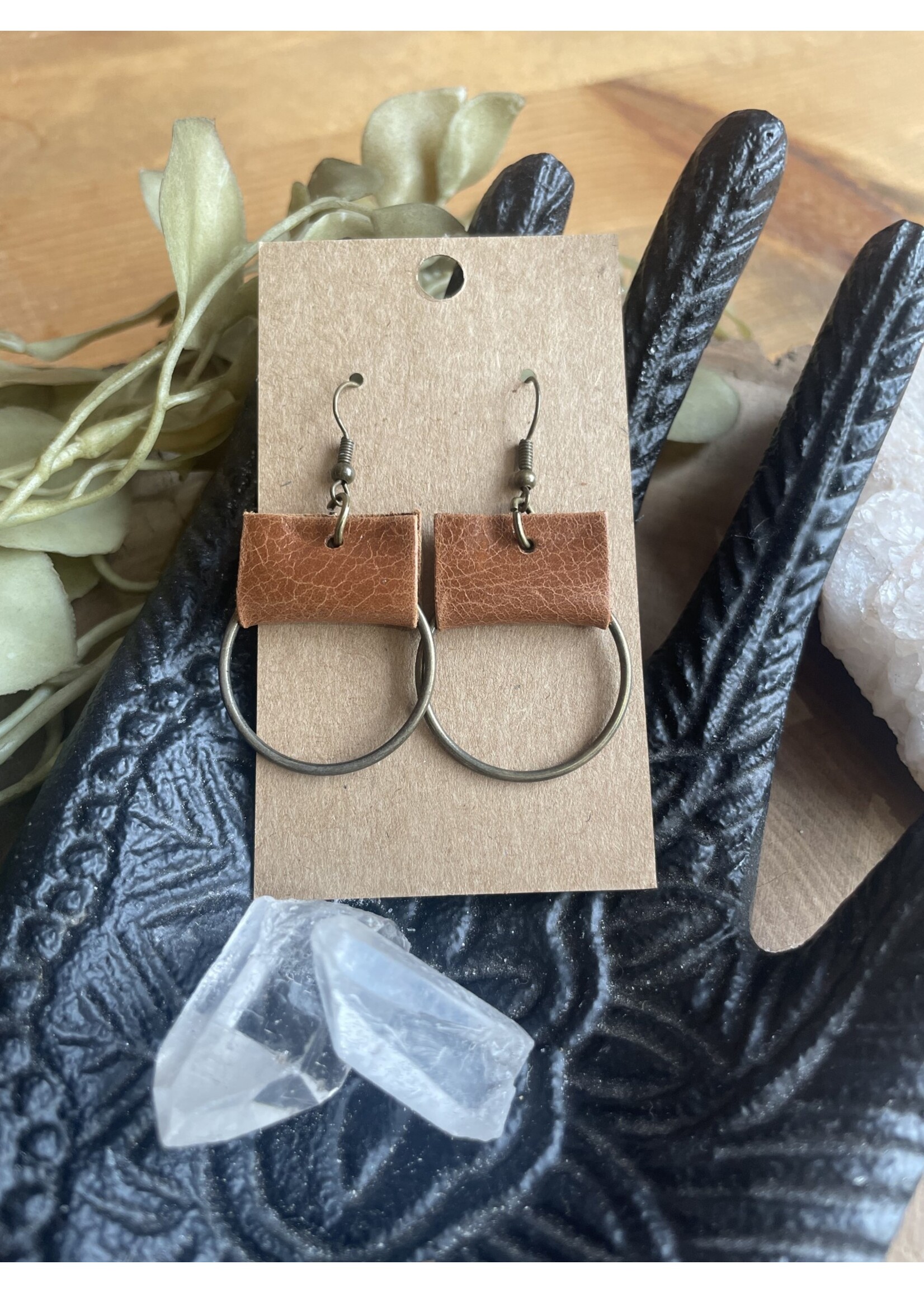 Melissa Sue Leather/Circle Earrings