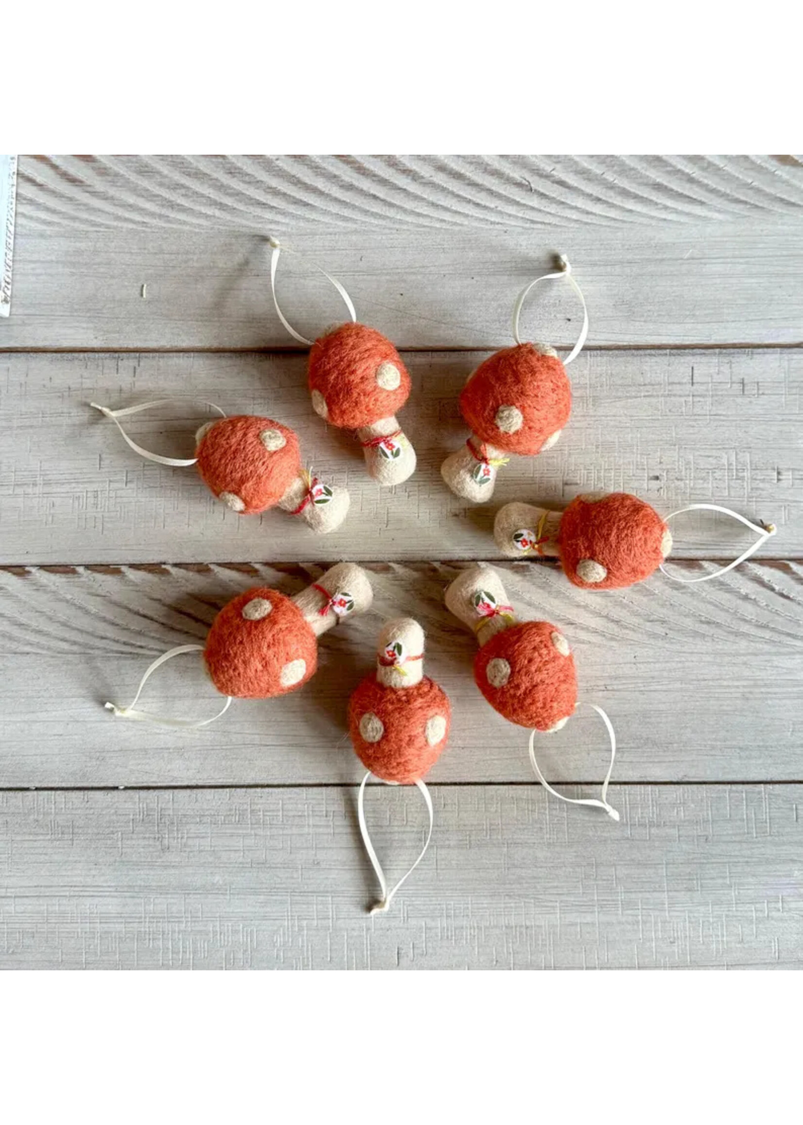 Peachy Pants Designs Handmade Felted Mushroom Ornaments