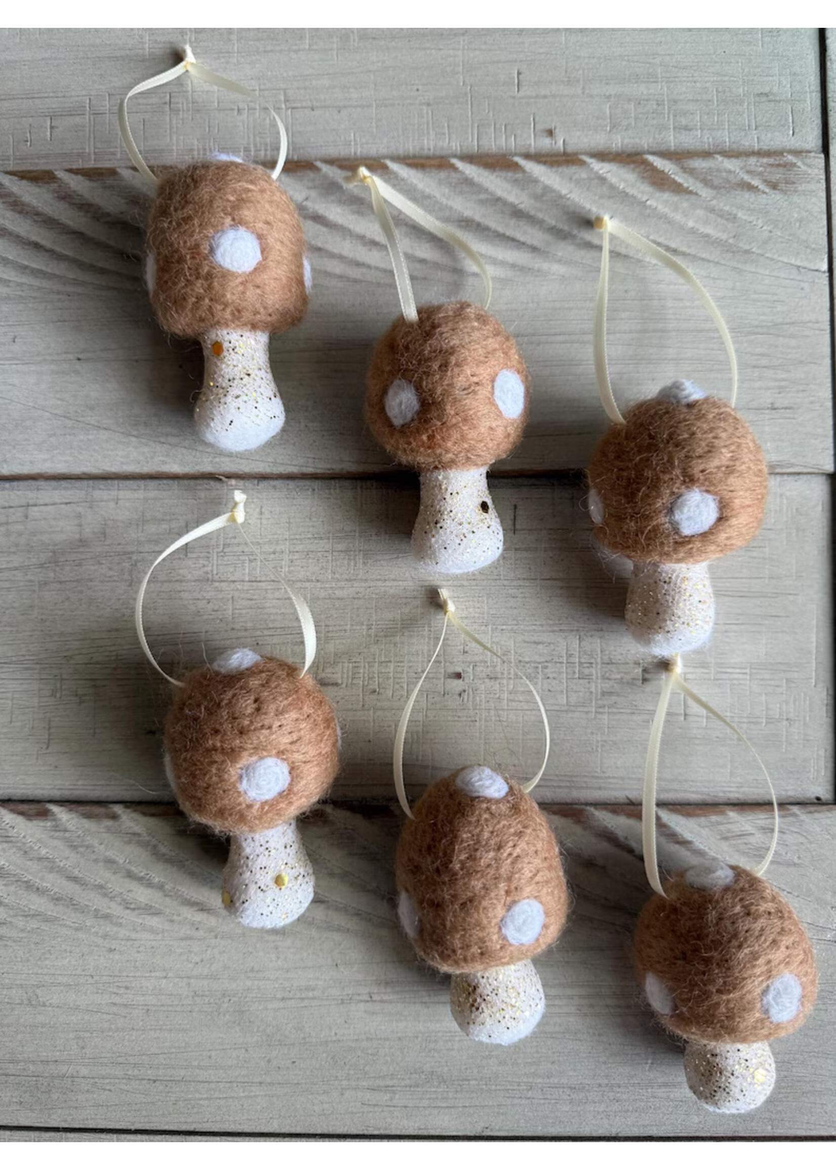 Peachy Pants Designs Handmade Felted Mushroom Ornaments