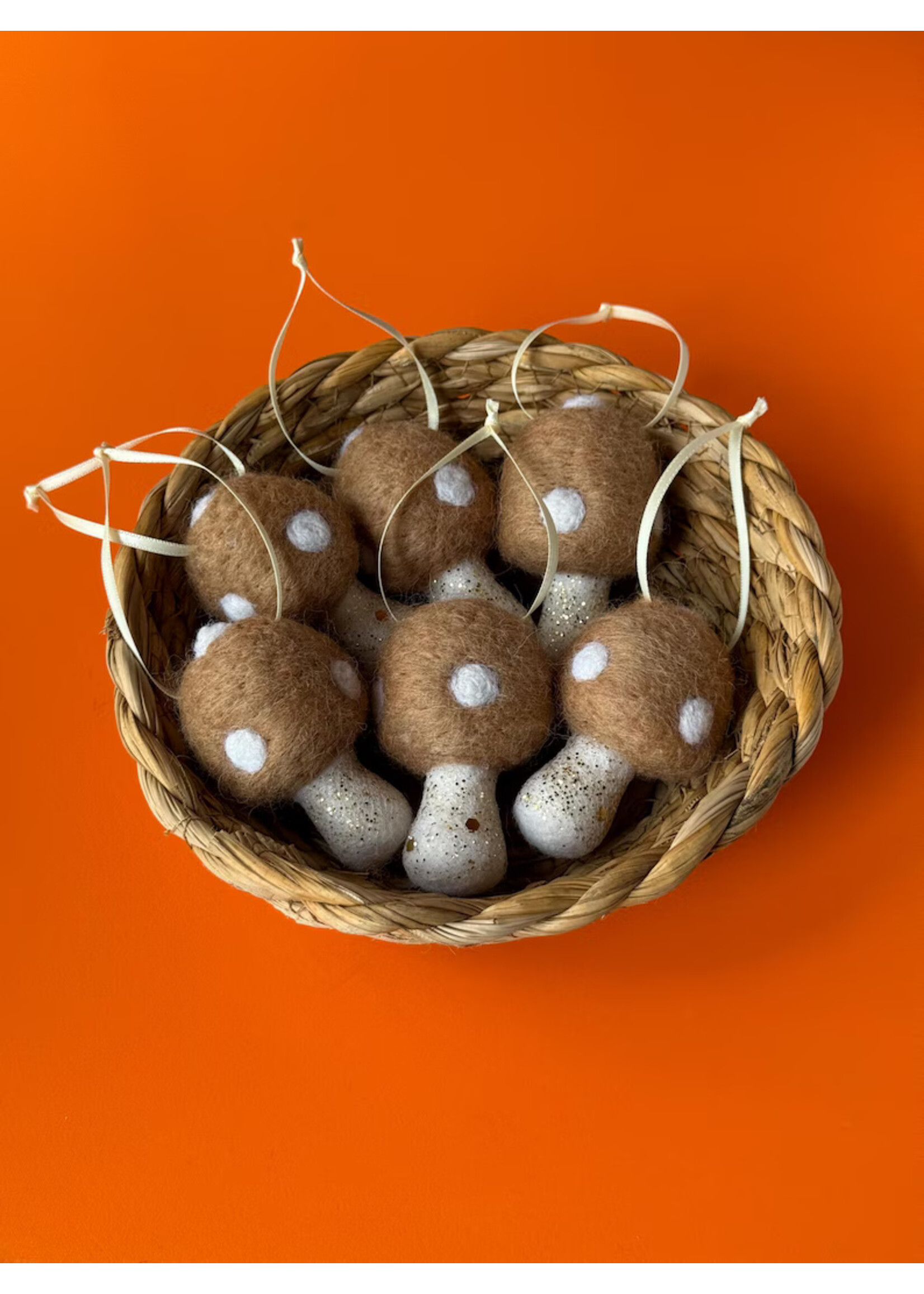 Peachy Pants Designs Handmade Felted Mushroom Ornaments