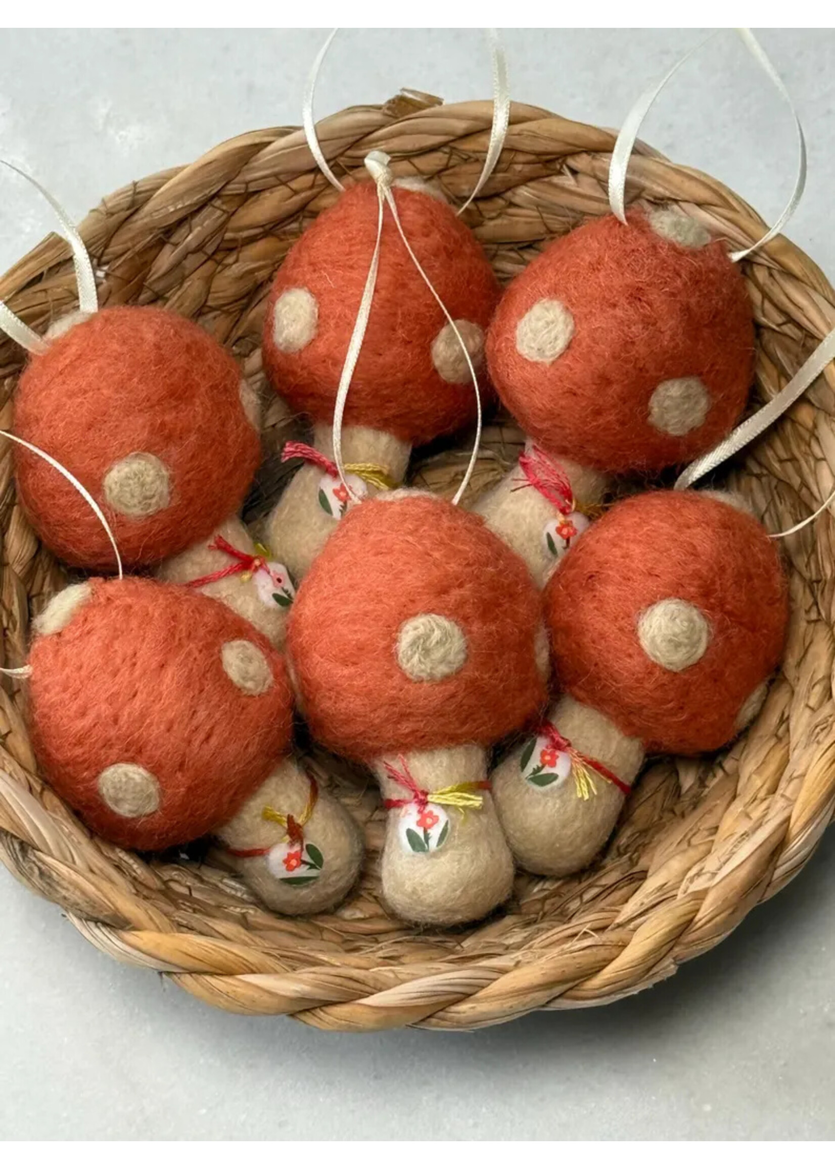 Peachy Pants Designs Handmade Felted Mushroom Ornaments