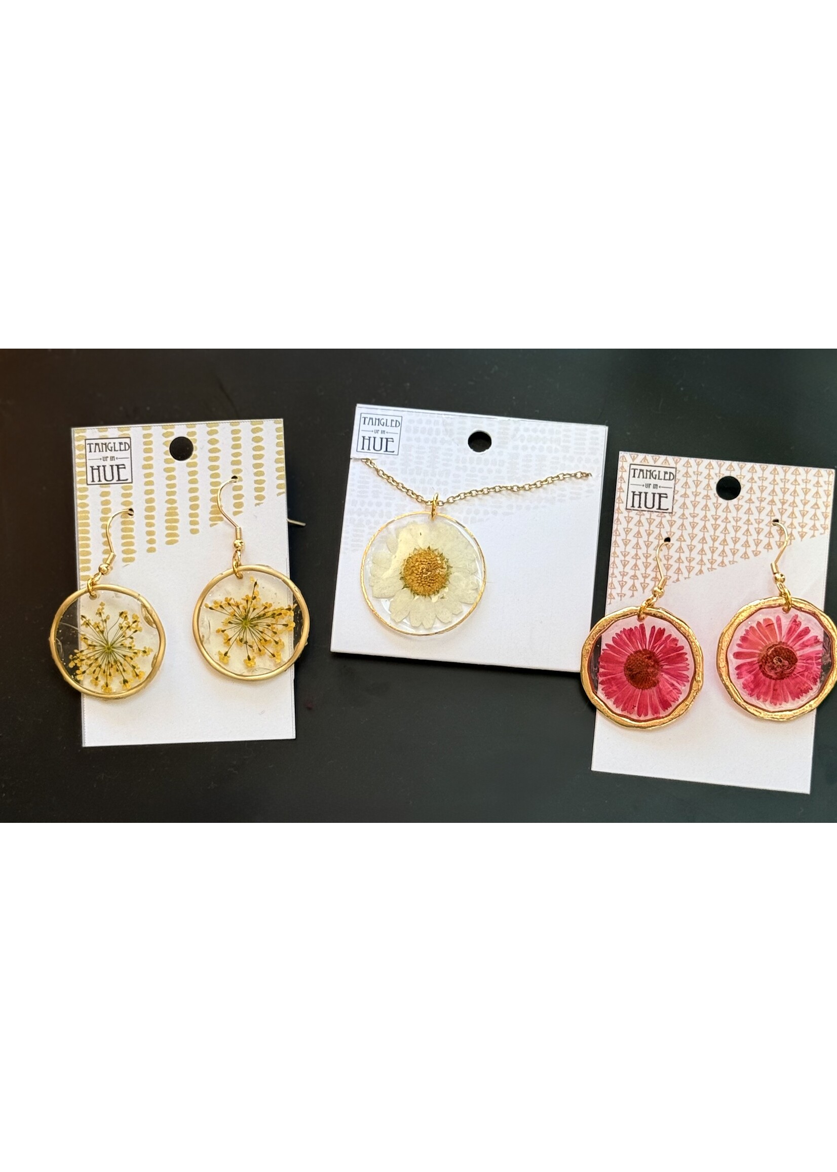 Tangled Up In Hue Pressed Flower Resin Earrings - Assorted