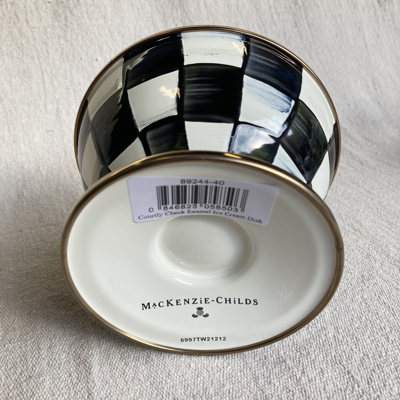 MacKenzie-Childs Courtly Check Enamel Ice Cream Dish