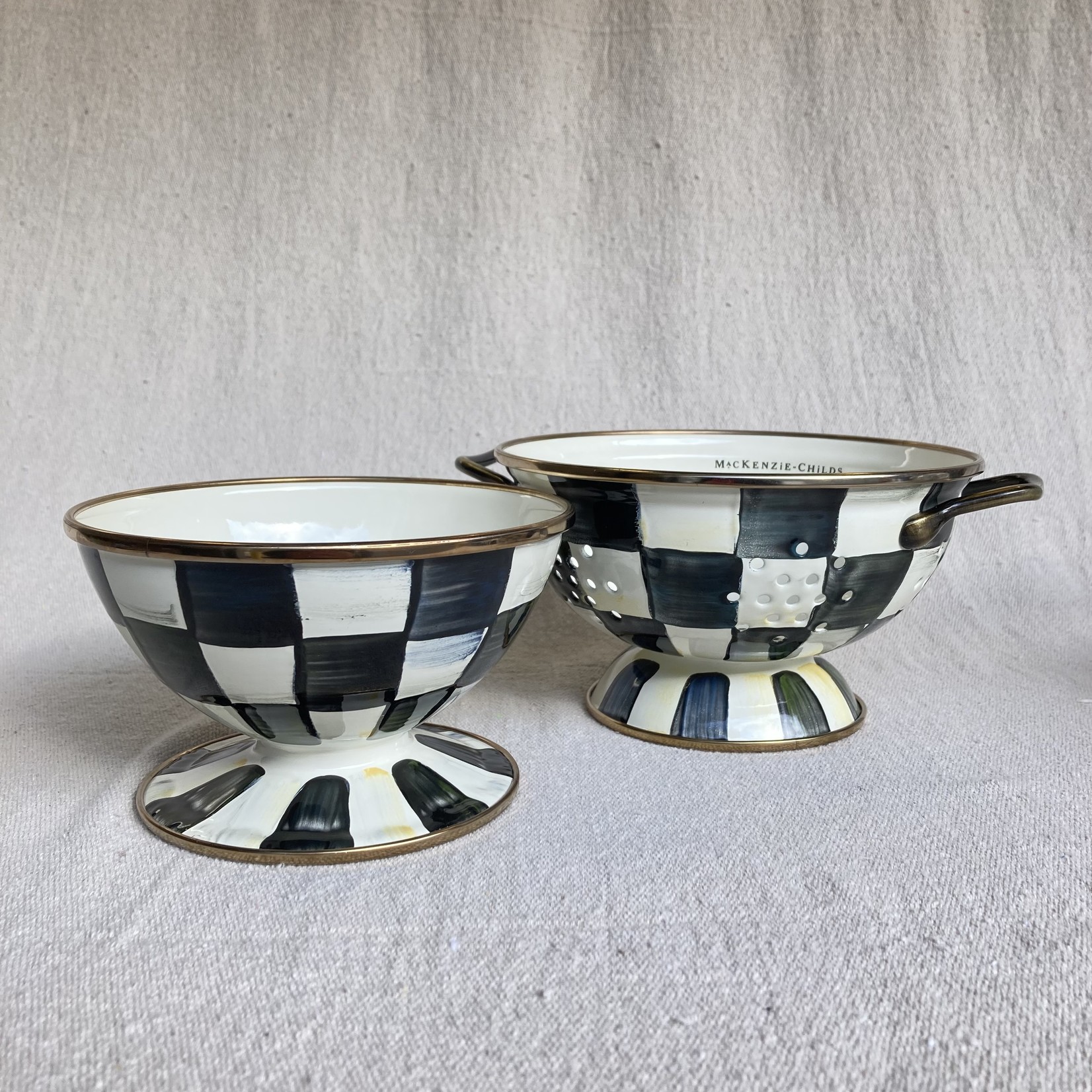 MacKenzie-Childs Courtly Check Enamel Ice Cream Dish