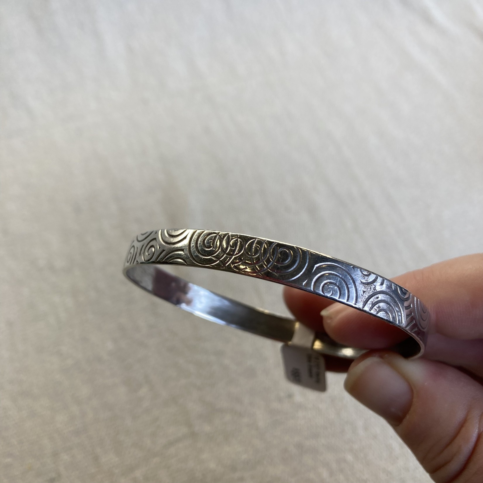 Fishbone Designs FB Stamped Swirly Sterling Bracelet #2121