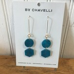 Belle Geometric Dangly Earrings In Mediterranean Blue