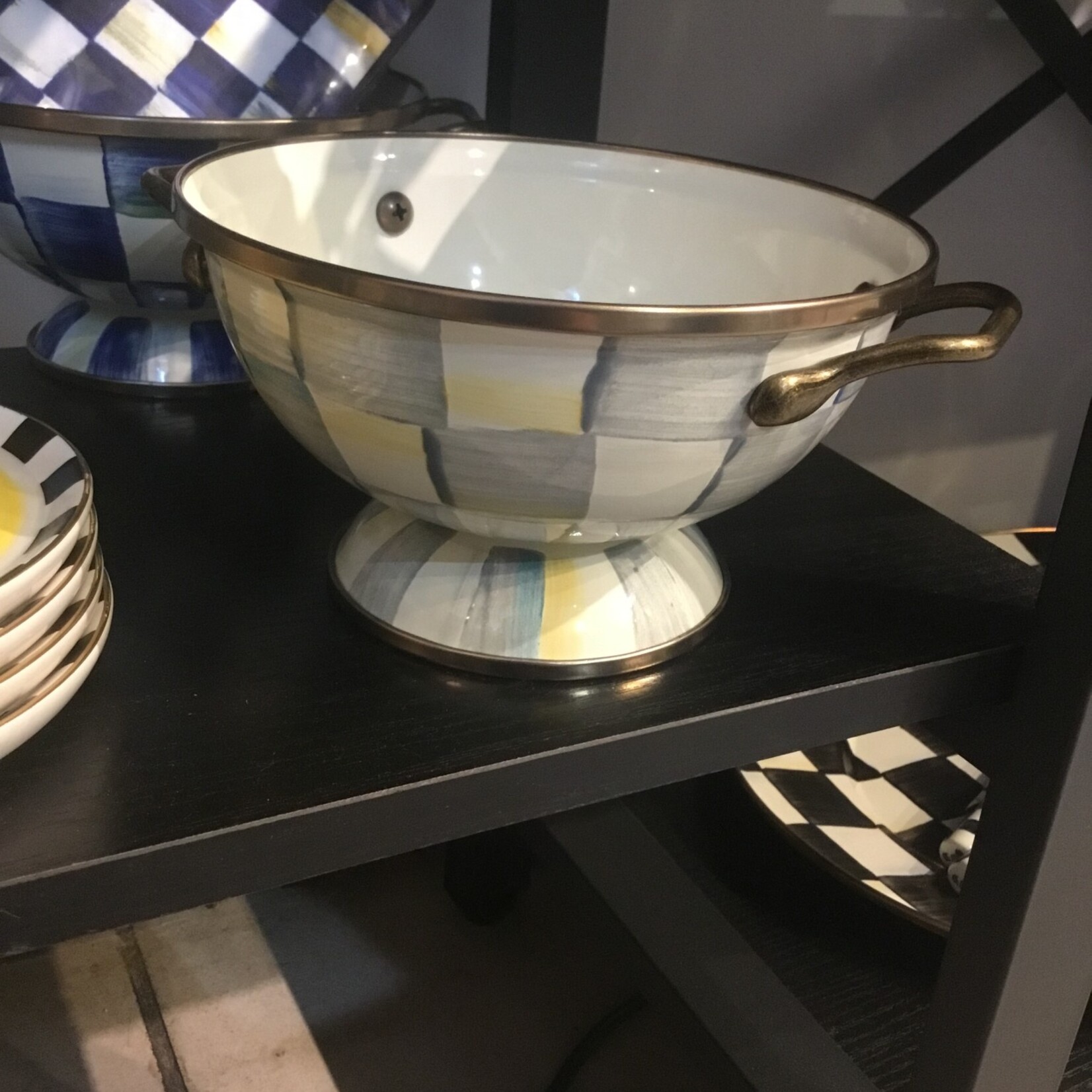 MacKenzie-Childs Sterling Check Enamel Simply Anything Bowl