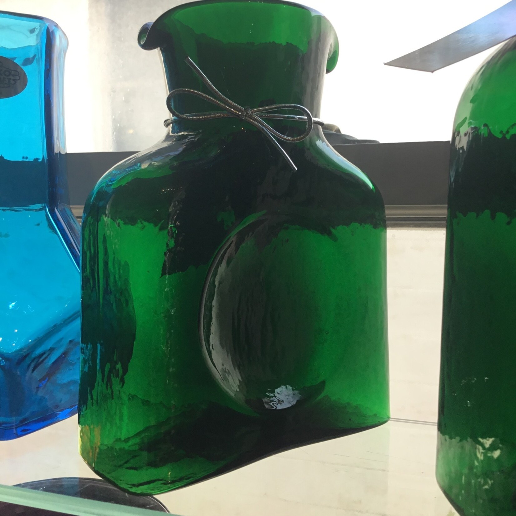 Blenko Glass Mini Water Bottle Malachite
