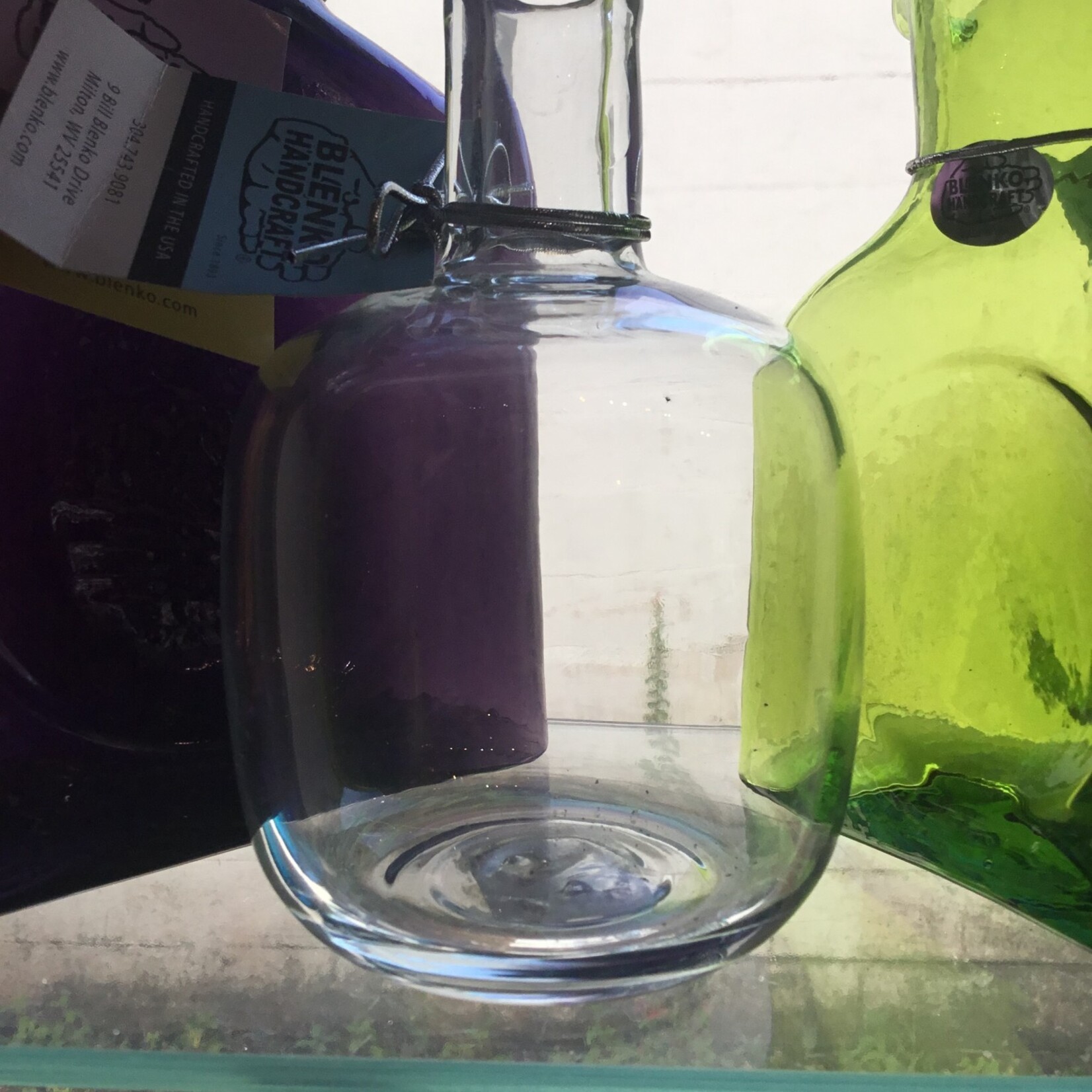 Blenko Glass Barrel Bud Vase Crystal