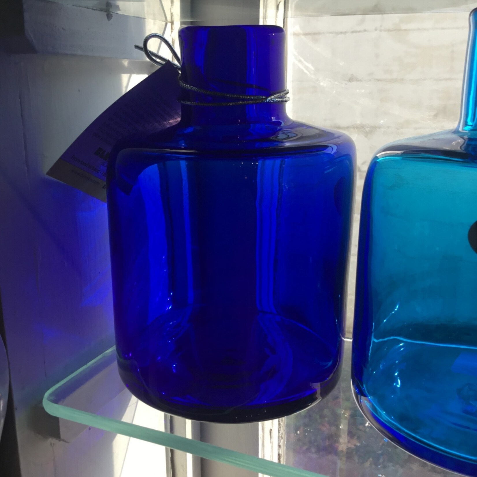 Blenko Glass Barrel Bud Vase Cobalt